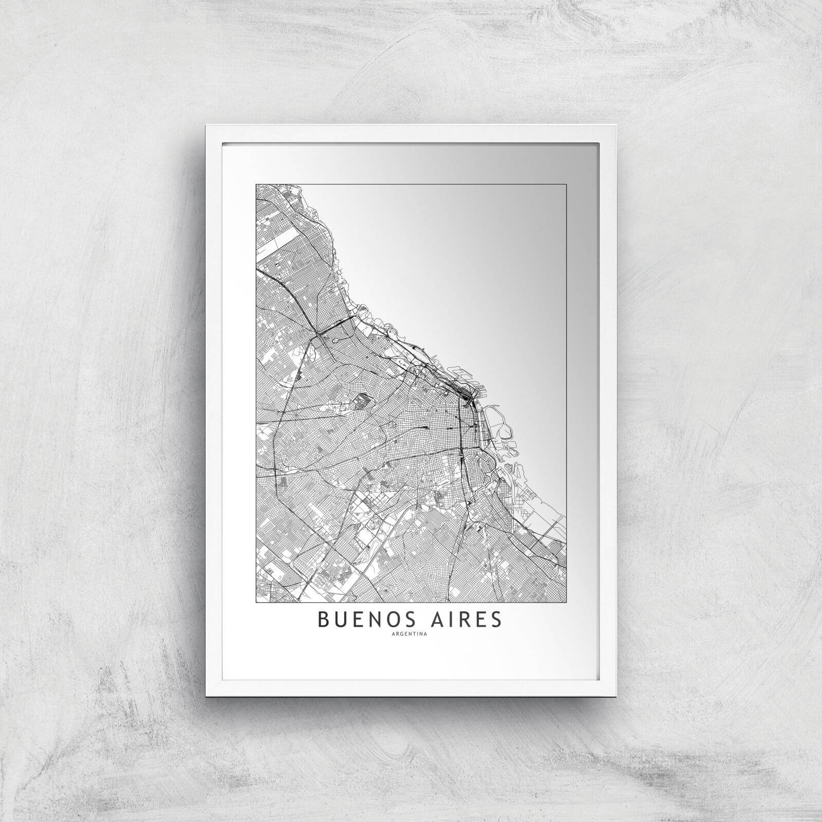 Buenos Aires Light City Map Giclee Art Print - A2 - White Frame