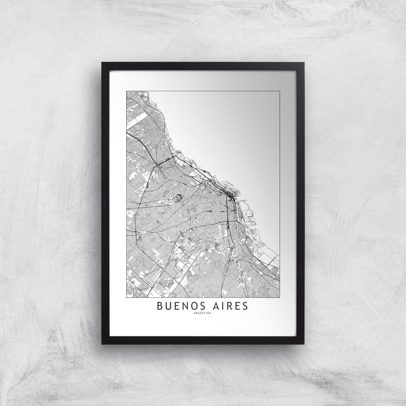 Buenos Aires Light City Map Giclee Art Print - A2 - Black Frame