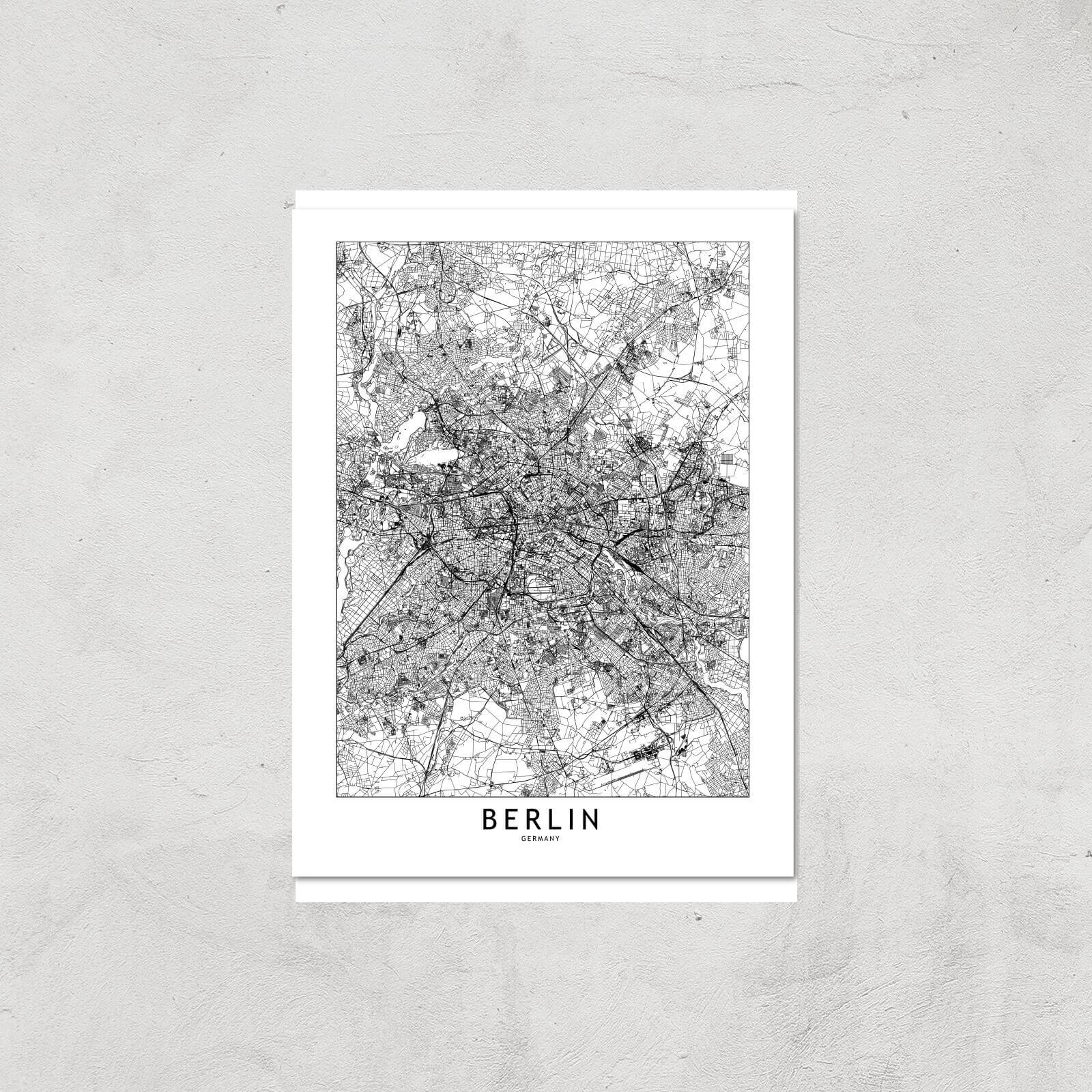 Berlin Light City Map Giclee Art Print - A4 - Print Only