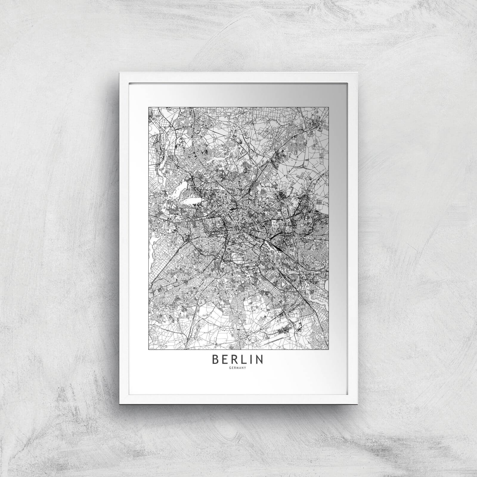 Berlin Light City Map Giclee Art Print - A2 - White Frame