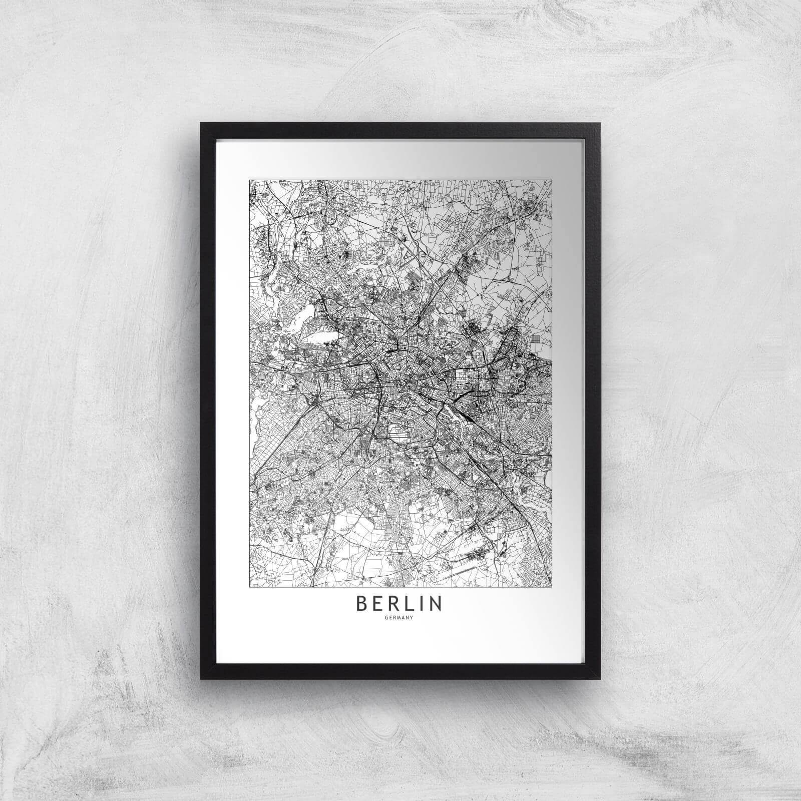 Berlin Light City Map Giclee Art Print - A2 - Black Frame