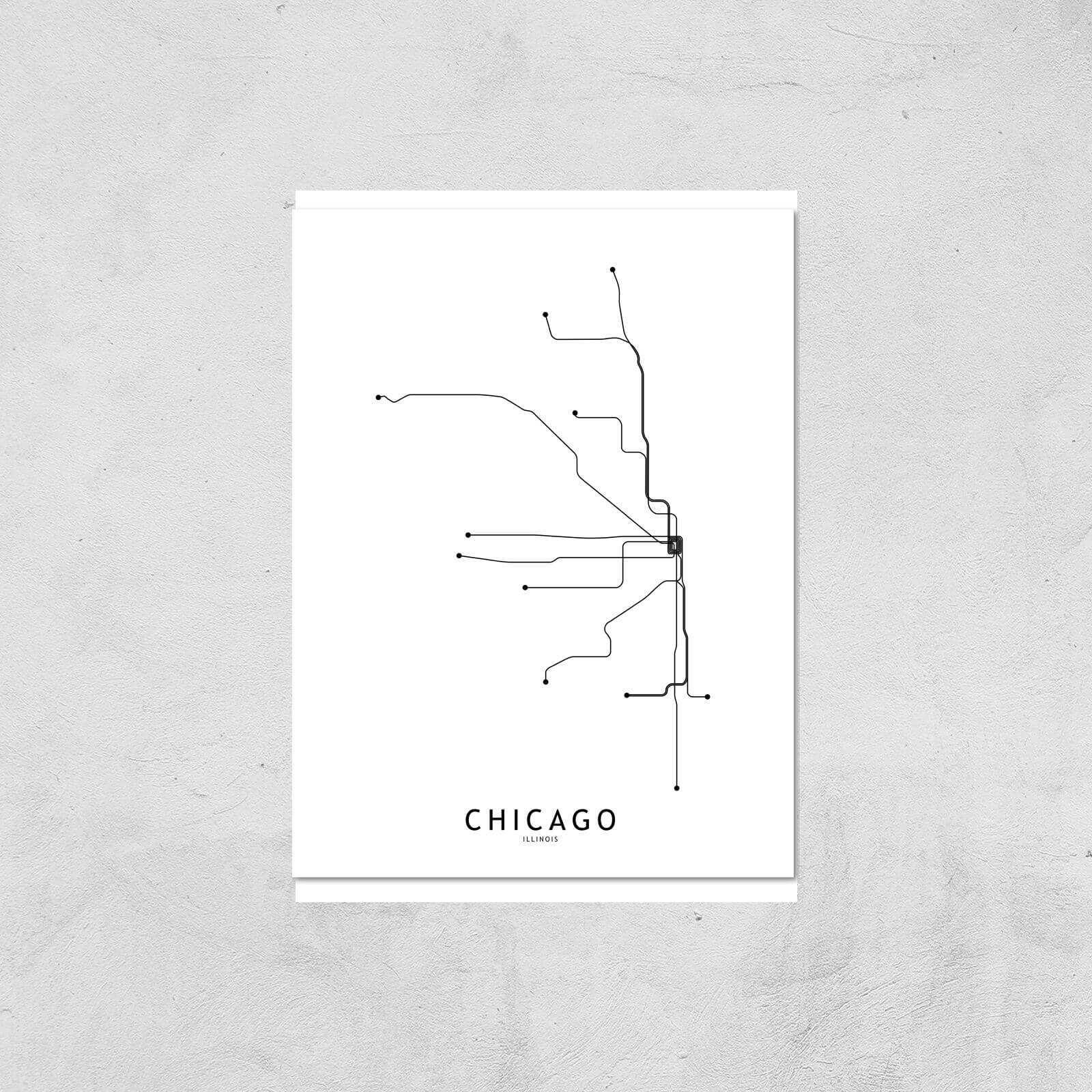 Chicago Tram Lines Giclee Art Print - A4 - Print Only