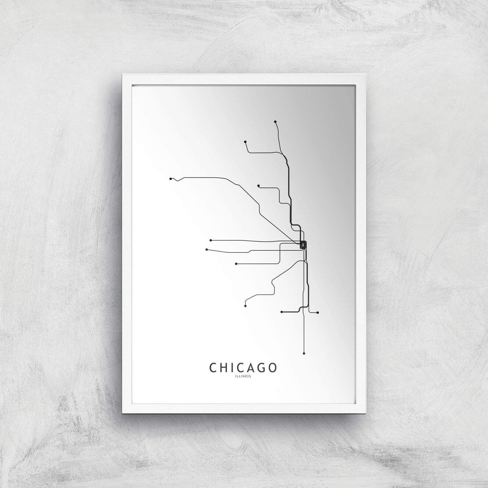 Chicago Tram Lines Giclee Art Print - A3 - White Frame