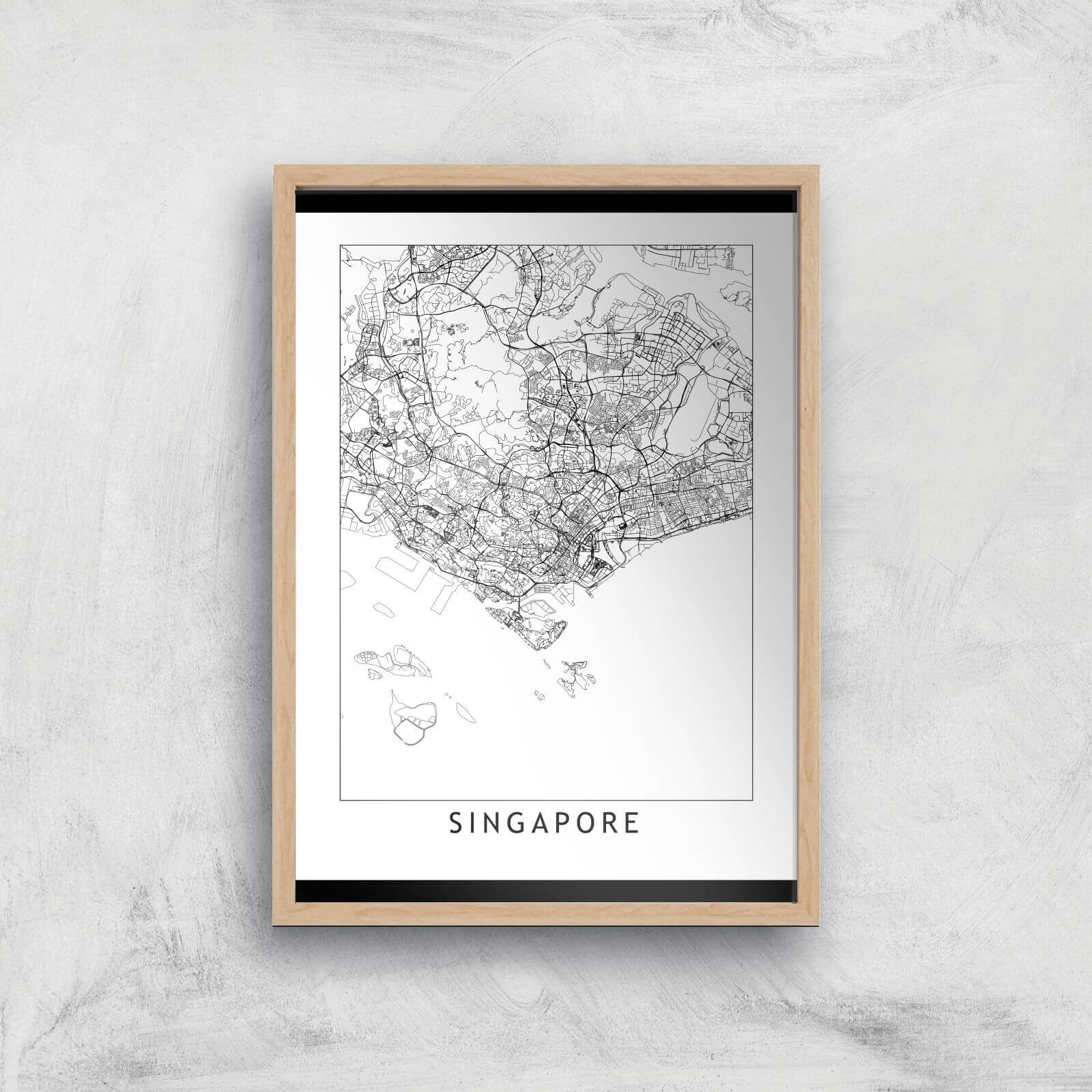 Singapore Light City Map Giclee Art Print - A3 - Wooden Frame