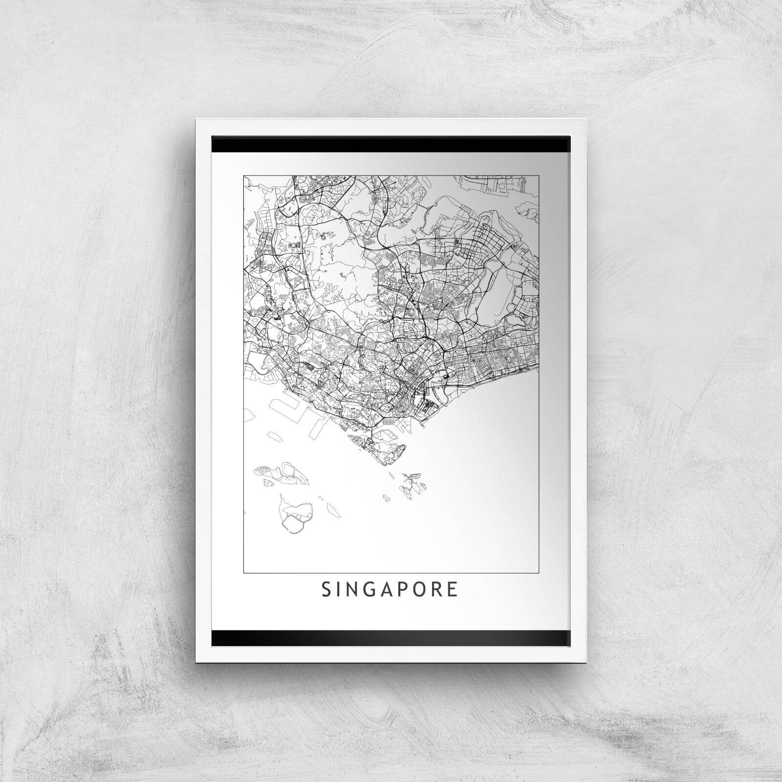 Singapore Light City Map Giclee Art Print - A3 - White Frame
