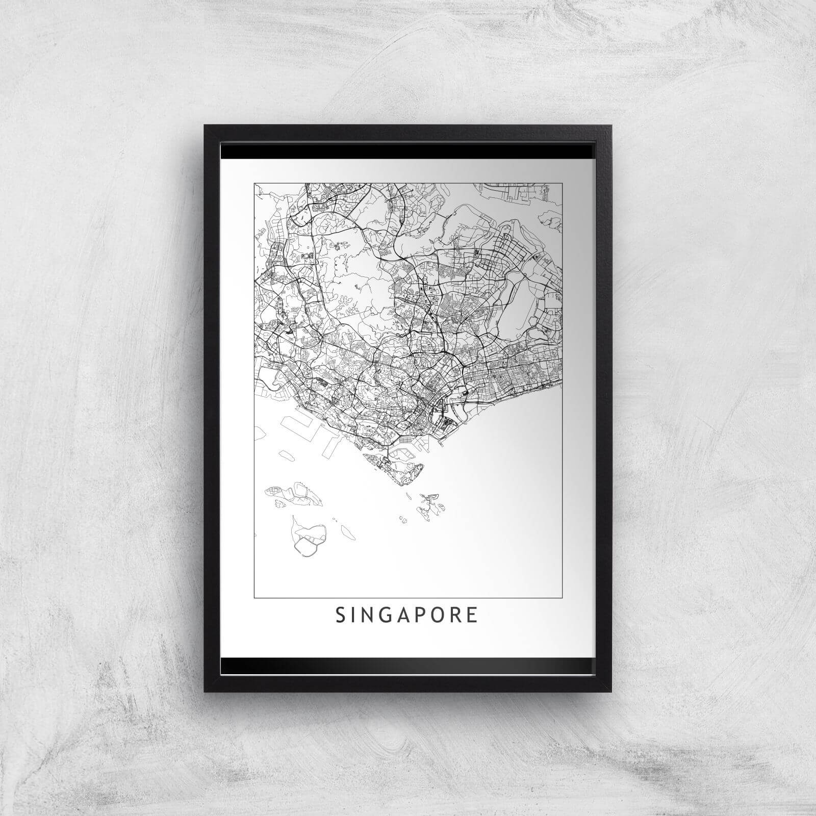 Singapore Light City Map Giclee Art Print - A2 - Black Frame