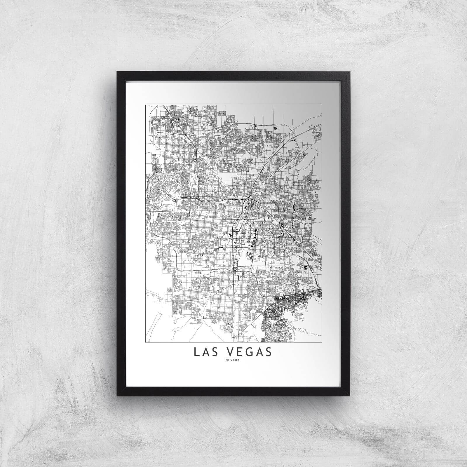 Las Vegas Light City Map Giclee Art Print - A3 - Black Frame