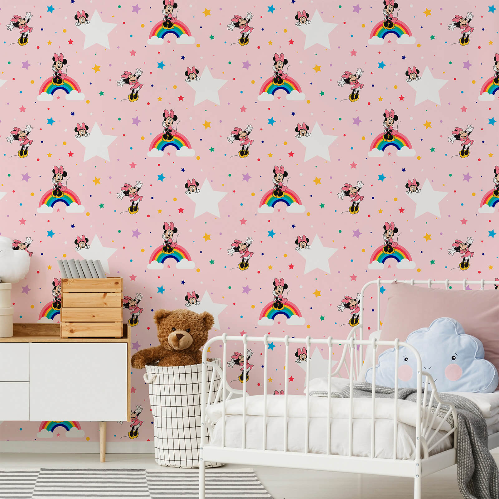 Disney Minnie Mouse Rainbow Multicolour Wallpaper