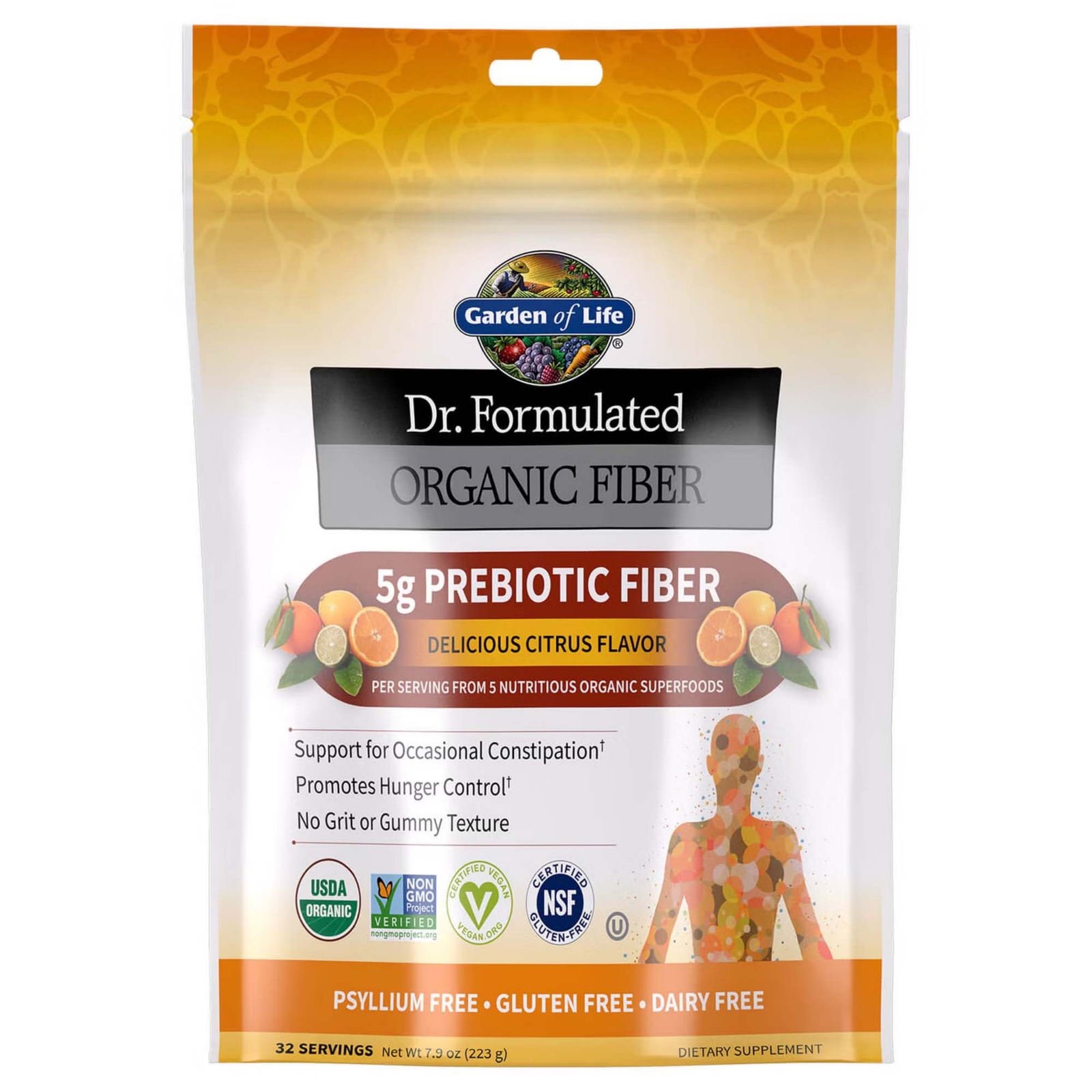 Garden of Life Dr. Formulated Organic Ballaststoffe Zitrus 223 g Pulver