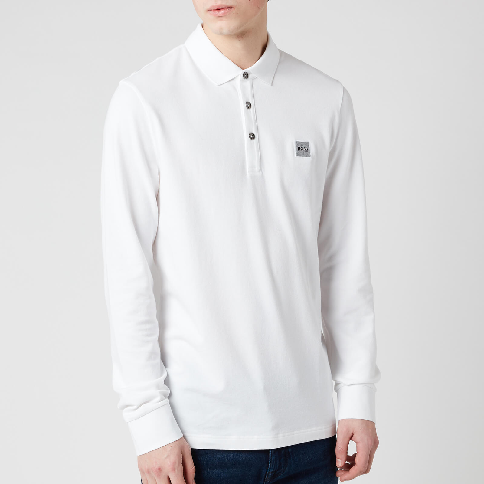 BOSS Men's Passerby Long Sleeve Polo Shirt - White - S