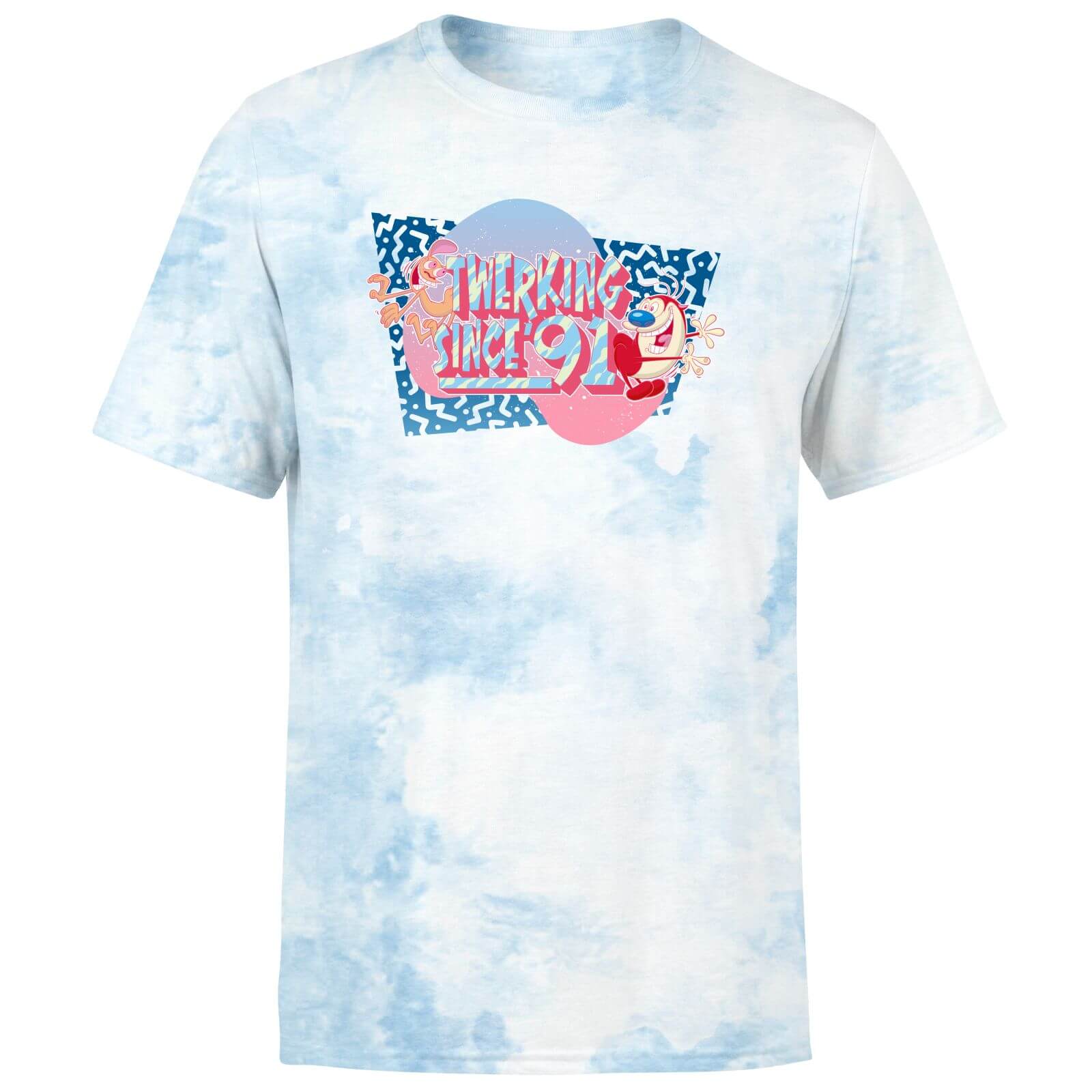 

T-shirt Ren et Stimpy Twerkin' Since 91 - Light Blue Tie Dye - Unisexe - XL
