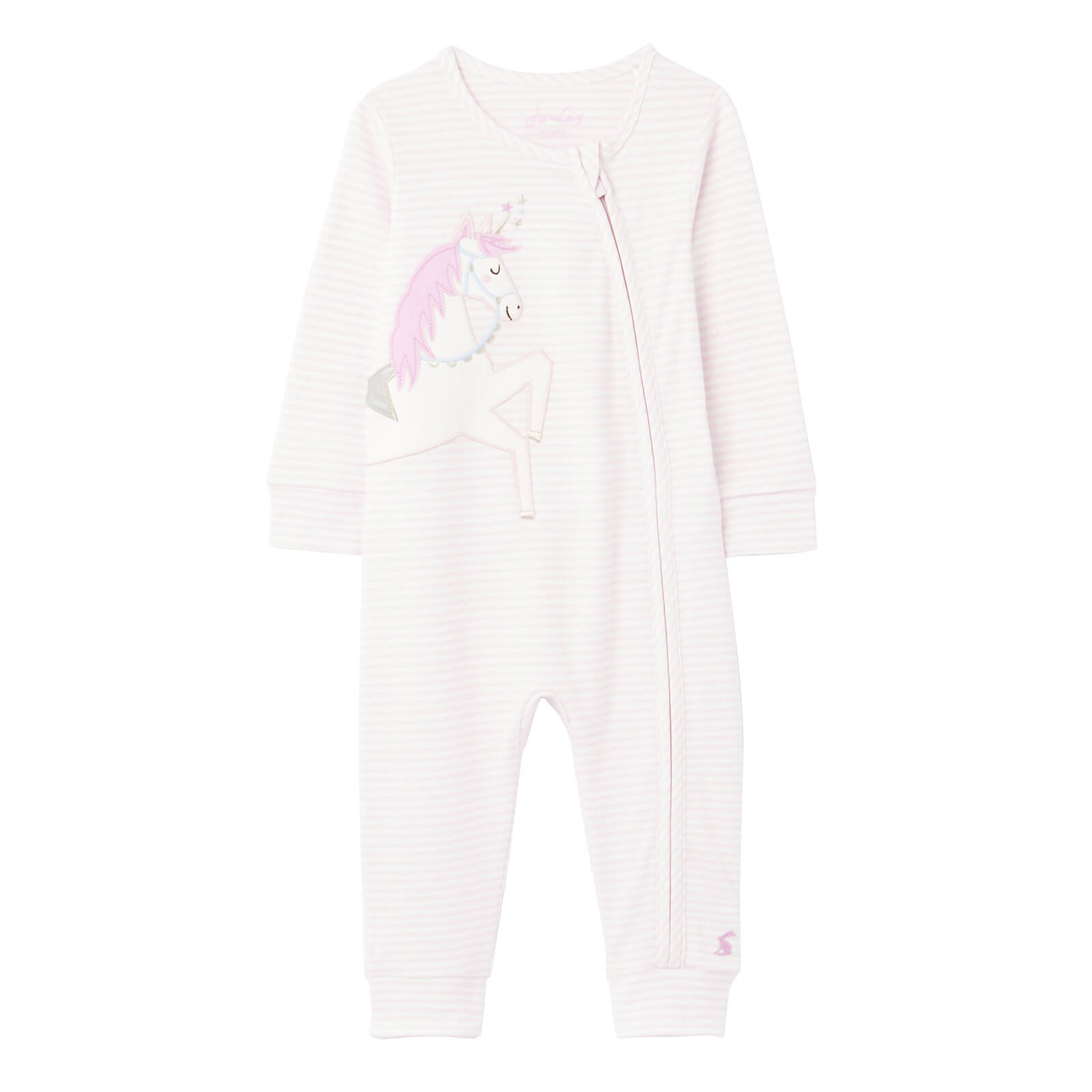 Joules Babies' Winfield Zip Babygrow - Lilac Stripe Unicorn - 6-9 months