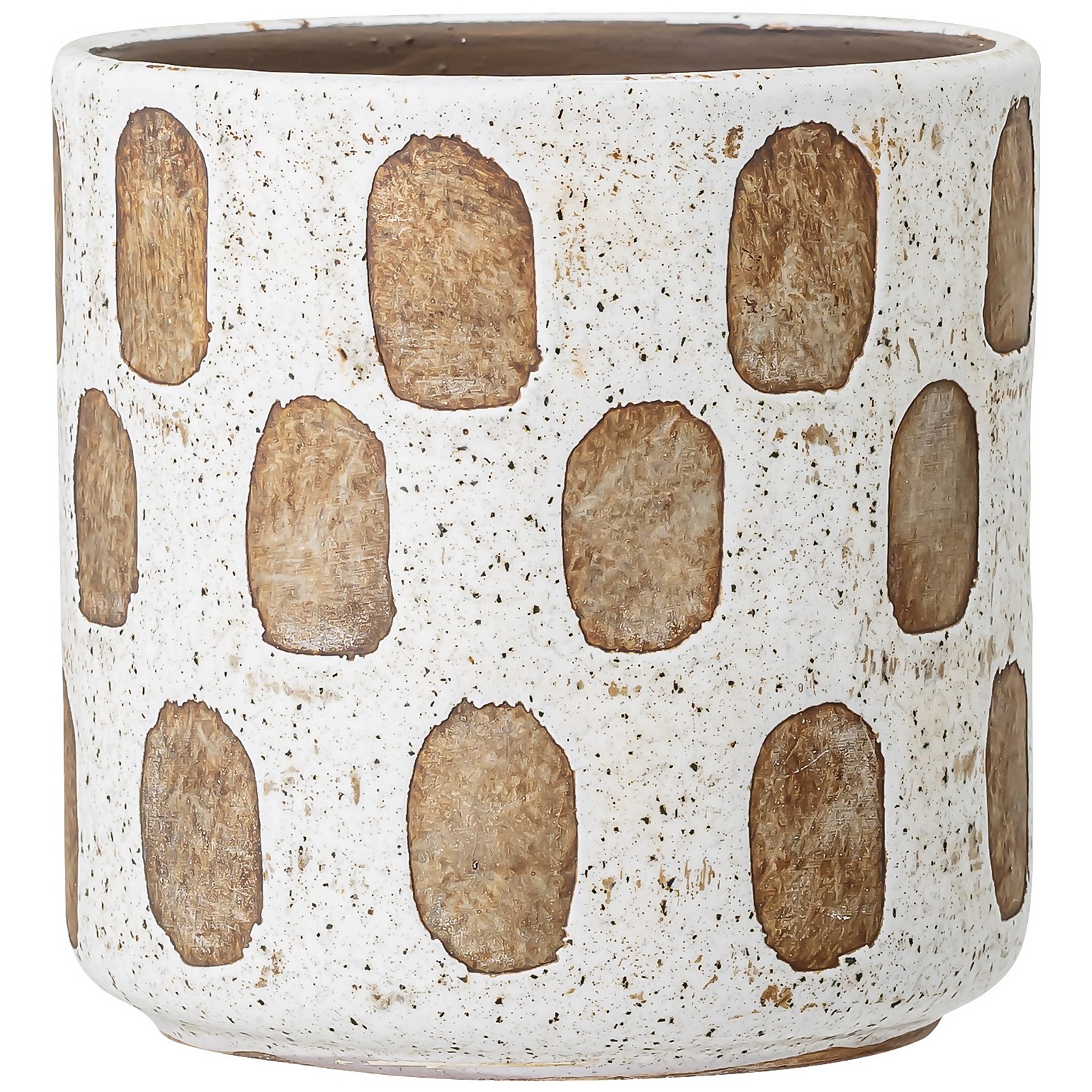 Bloomingville Dash Pattern Flower Pot - White/Terracotta