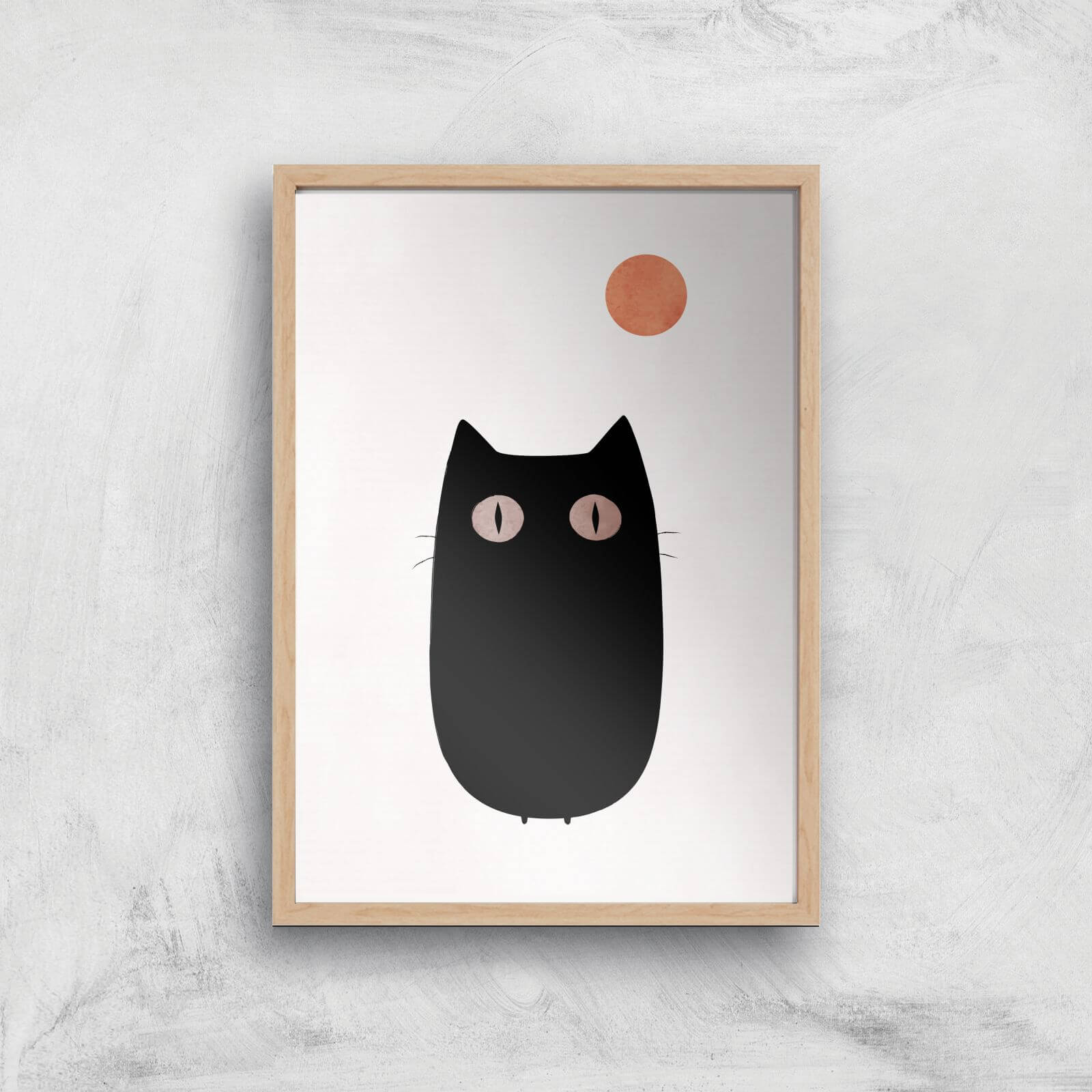 Kubistika The Cat Giclee Art Print - A4 - Wooden Frame