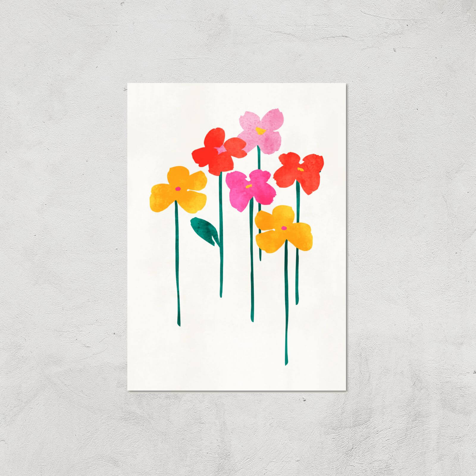Kubistika Happy Little Flowers Giclee Art Print - A3 - Print Only