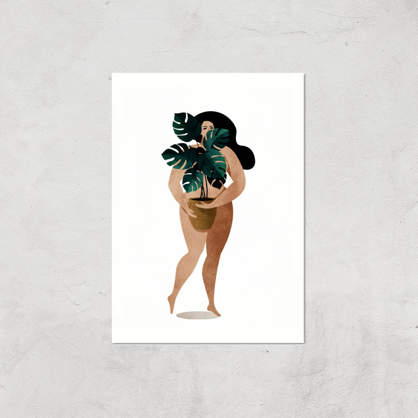 Kubistika Nude With Plant Giclee Art Print - A3 - Print Only