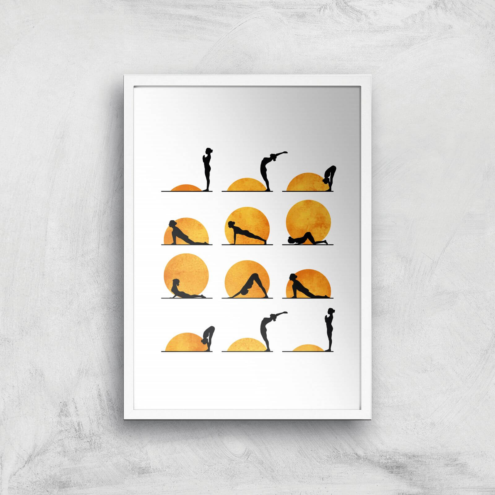 Kubistika Yoga Sun Giclee Art Print - A3 - White Frame