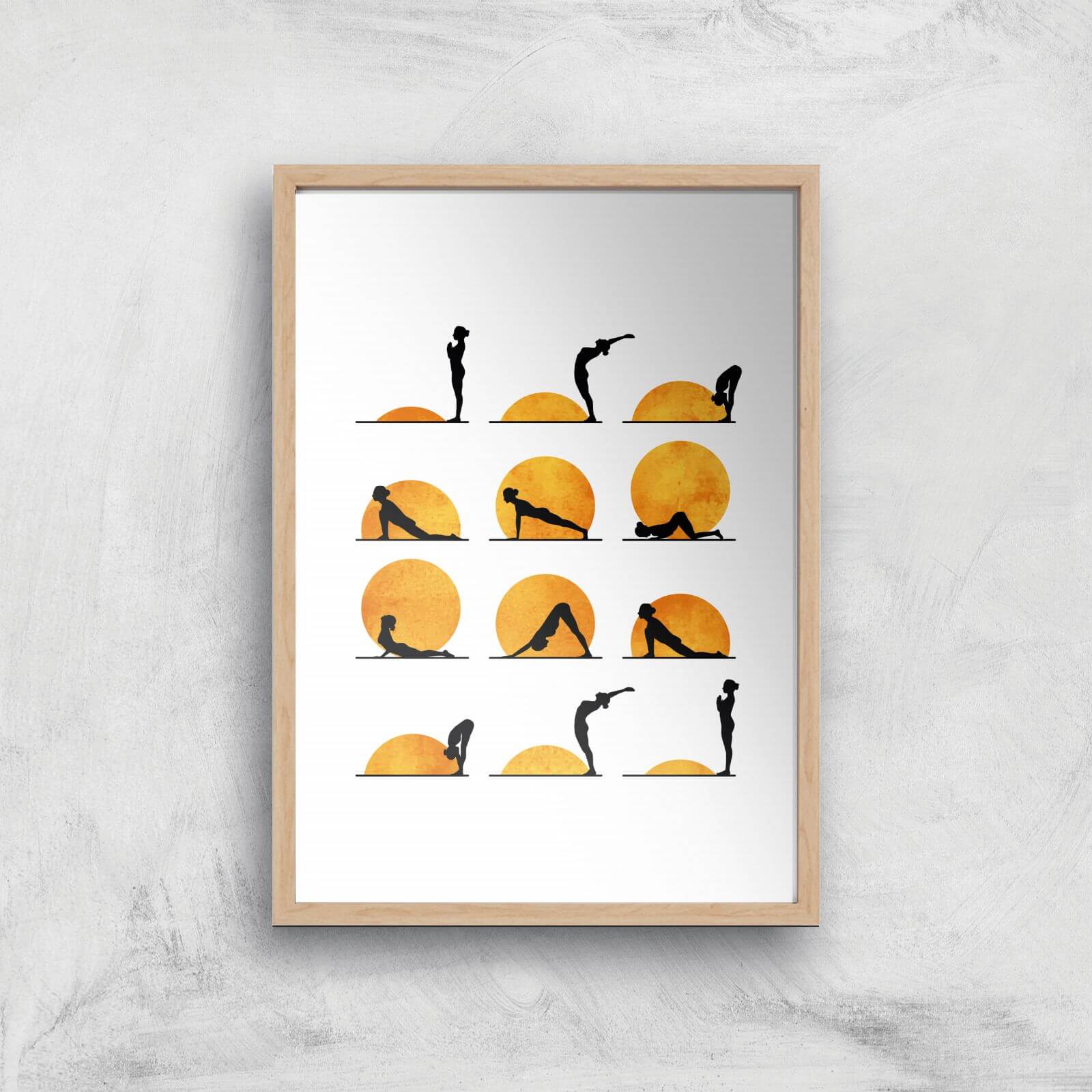 Kubistika Yoga Sun Giclee Art Print - A2 - Wooden Frame