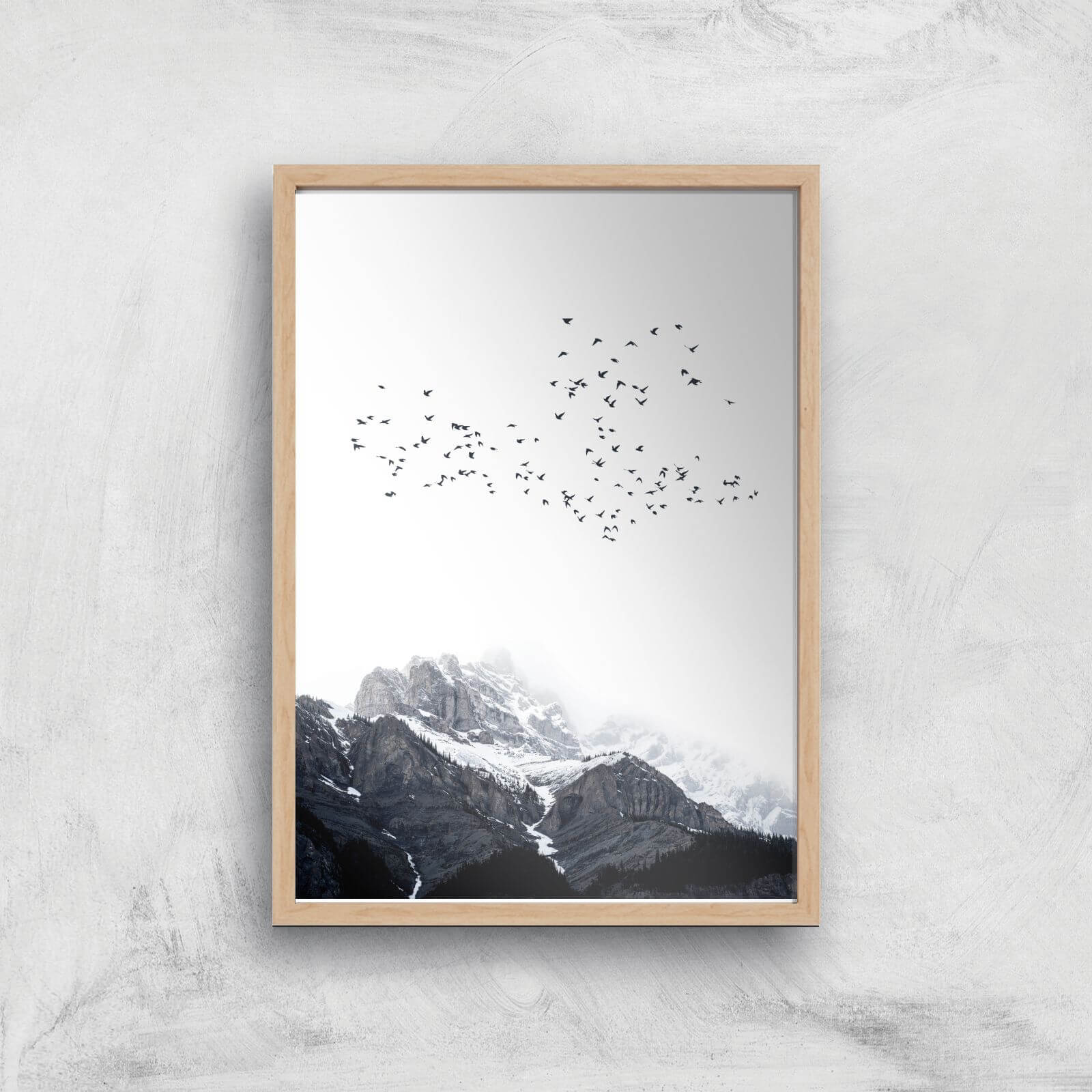 Kubistika The Mountains Giclee Art Print - A4 - Wooden Frame