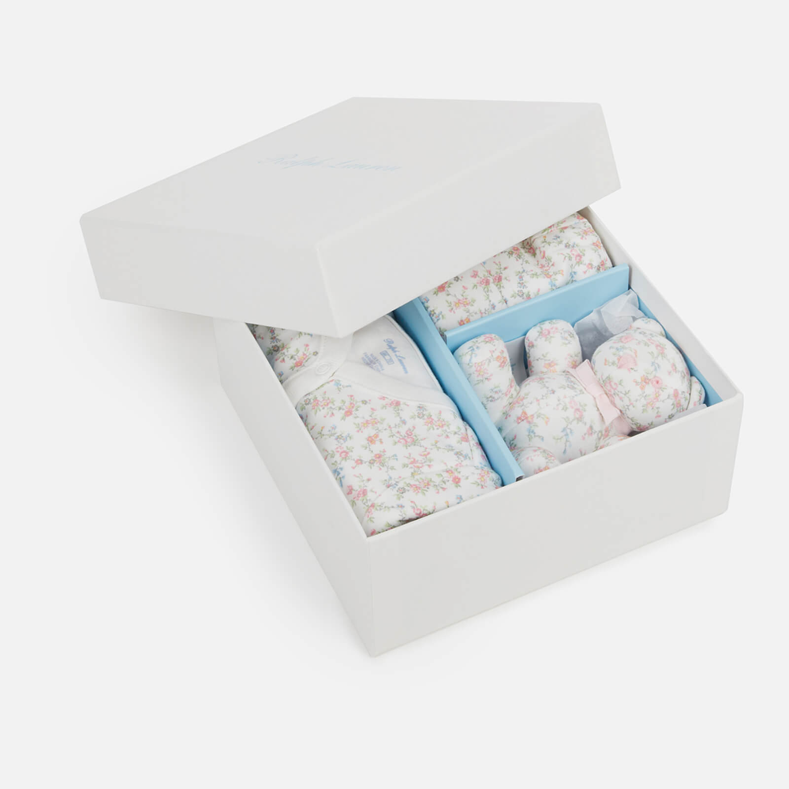 Polo Ralph Lauren Baby Floral Babygrow, Hat and Bear Gift Box, White/Multi