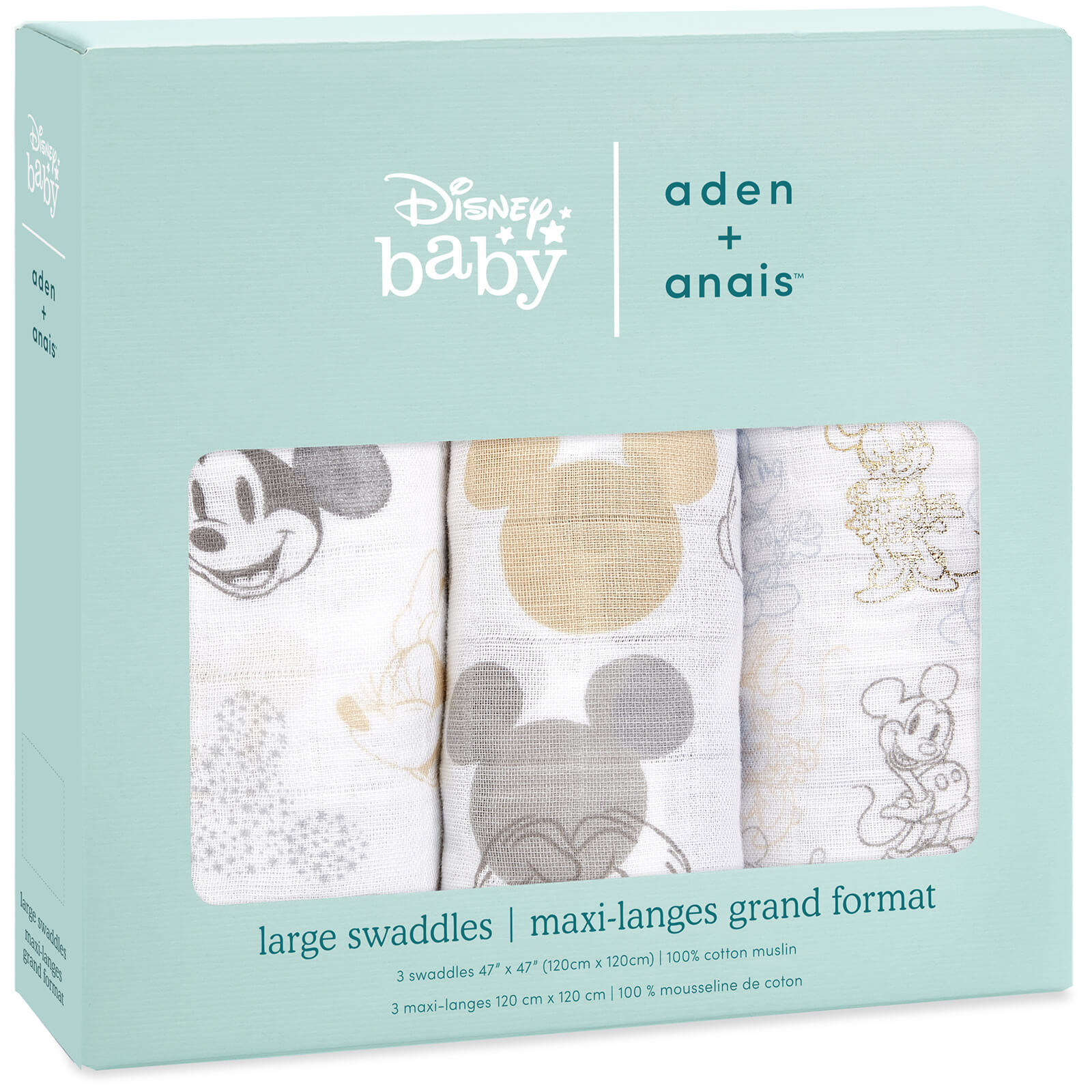 aden + anais Disney Metallic Swaddles - Mickey and Minnie (3 Pack)