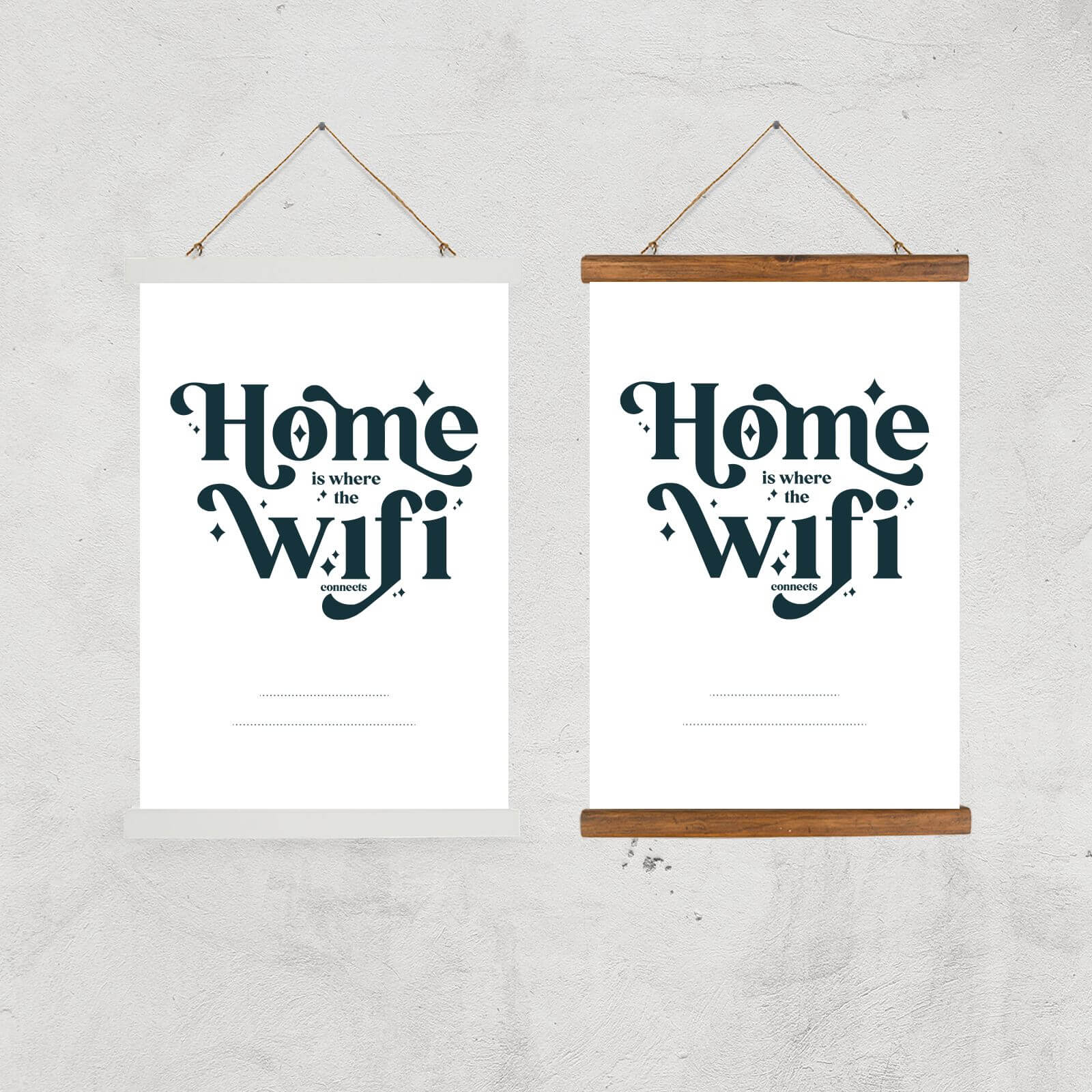 Hermione Chantal Dark Home Is Where The Wifi Is Giclee Art Print - A2 - Black Frame