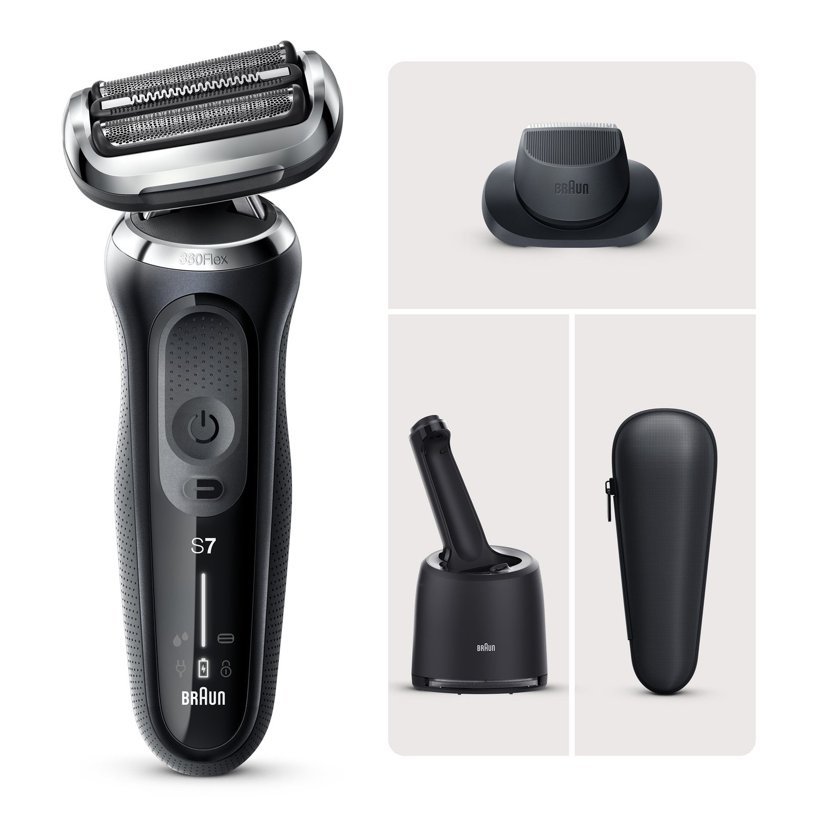 Men's Black Braun Series 70-N7200cc Electric Shaver With Smartcare Center Size 7