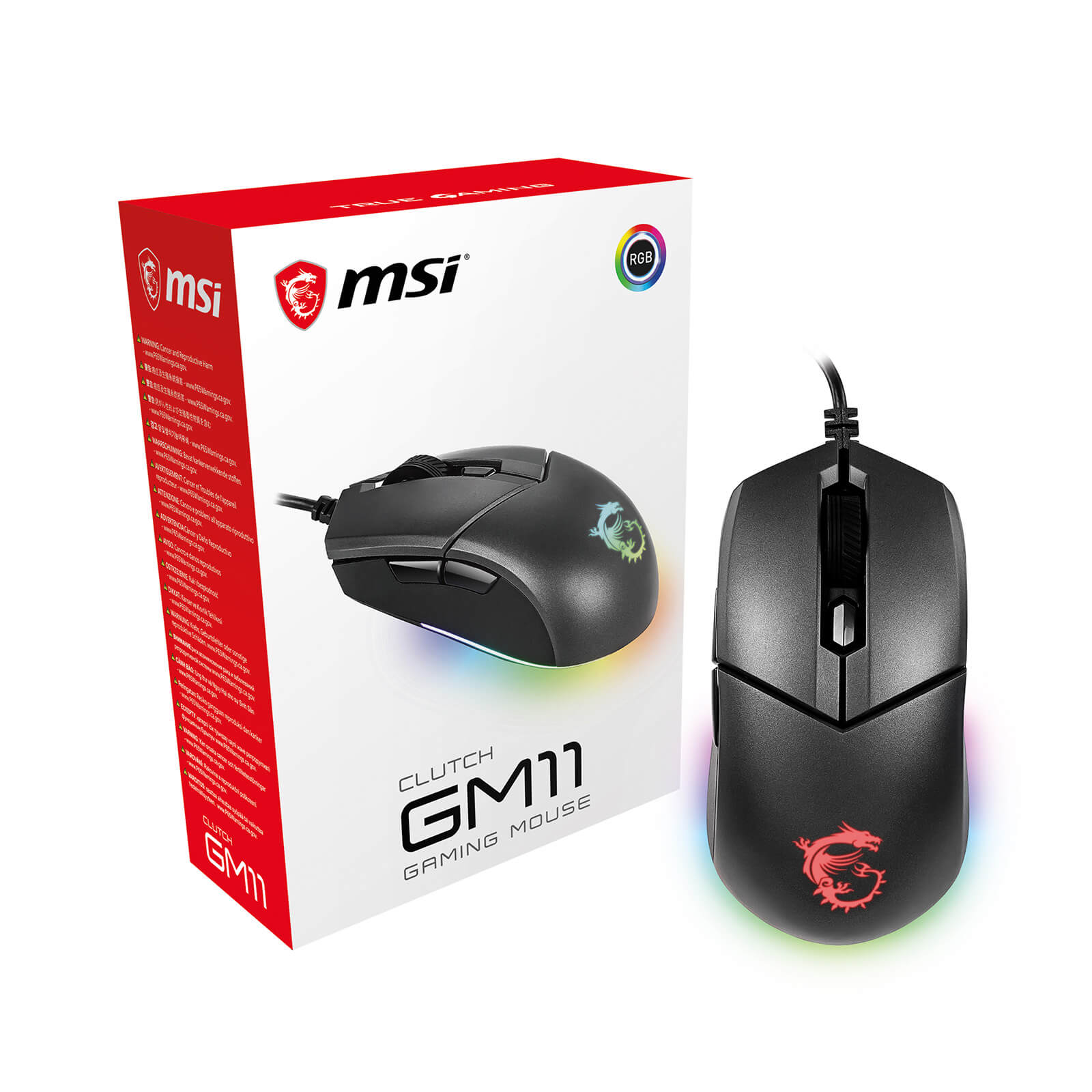 MSI Clutch GM11 6 Button RGB Optical Gaming Mouse - Black