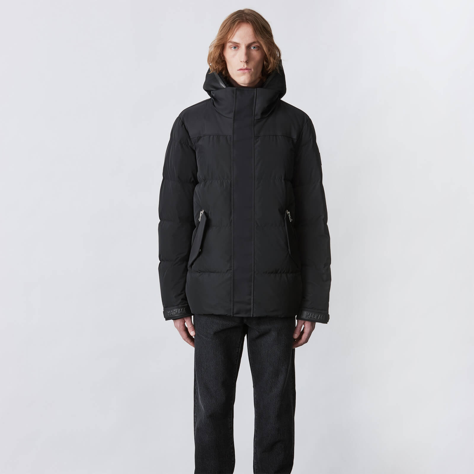 Mackage Men's Riley Down Jacket With Removable Shearling Bib - Black - US 42/L