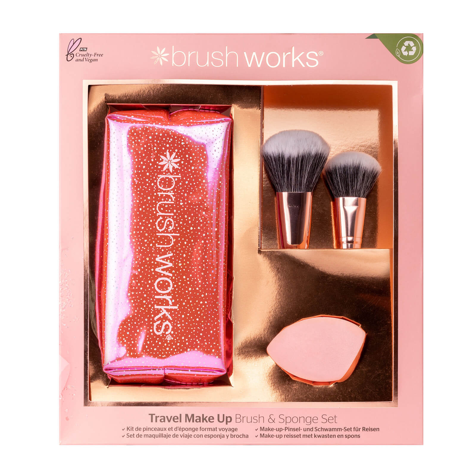 brushworks Travel Makeup Brush and Sponge Set