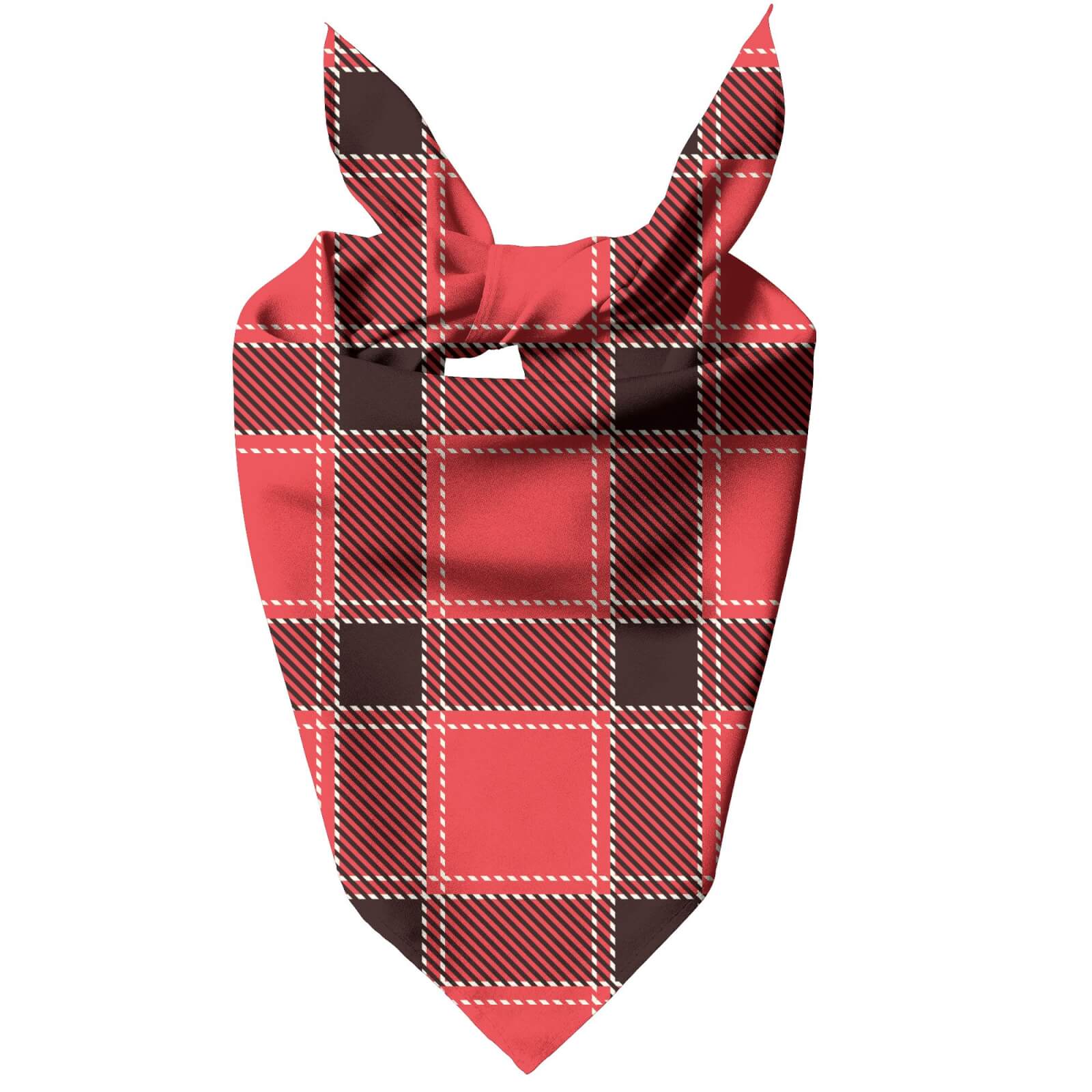 Red & Black Cross Tartan Pet Bandana - Large