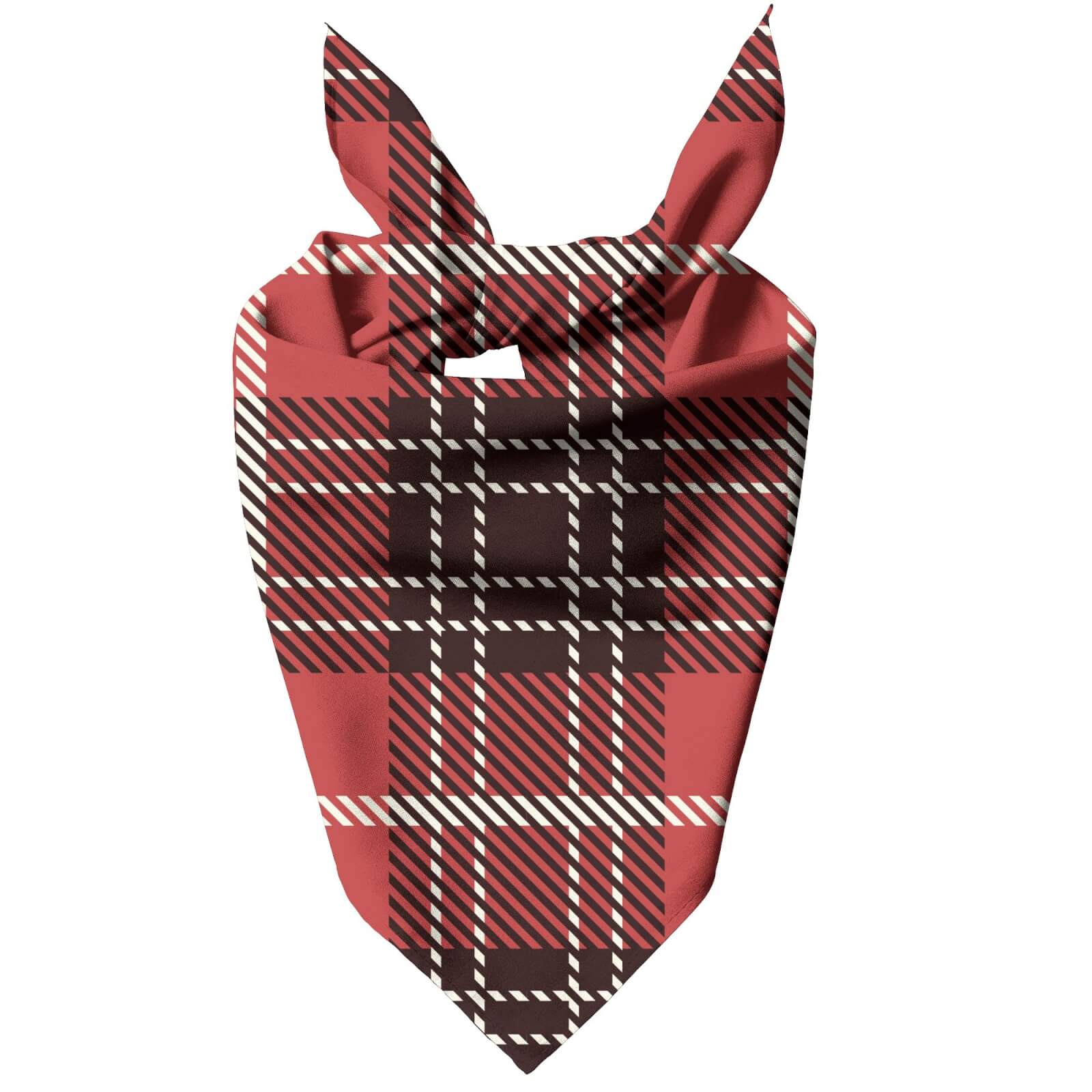 Red, Black & White Tartan Pet Bandana - Large