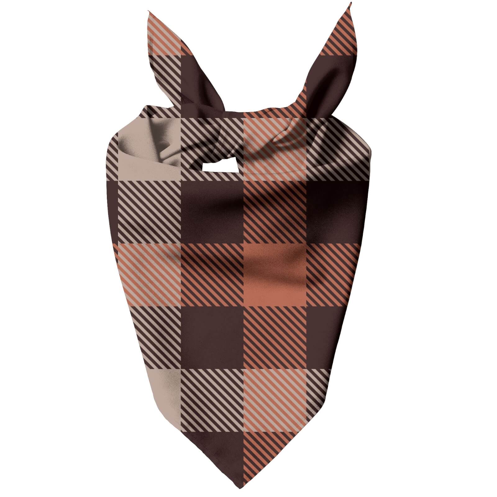 Brown Checkered Tartan Pet Bandana - Large