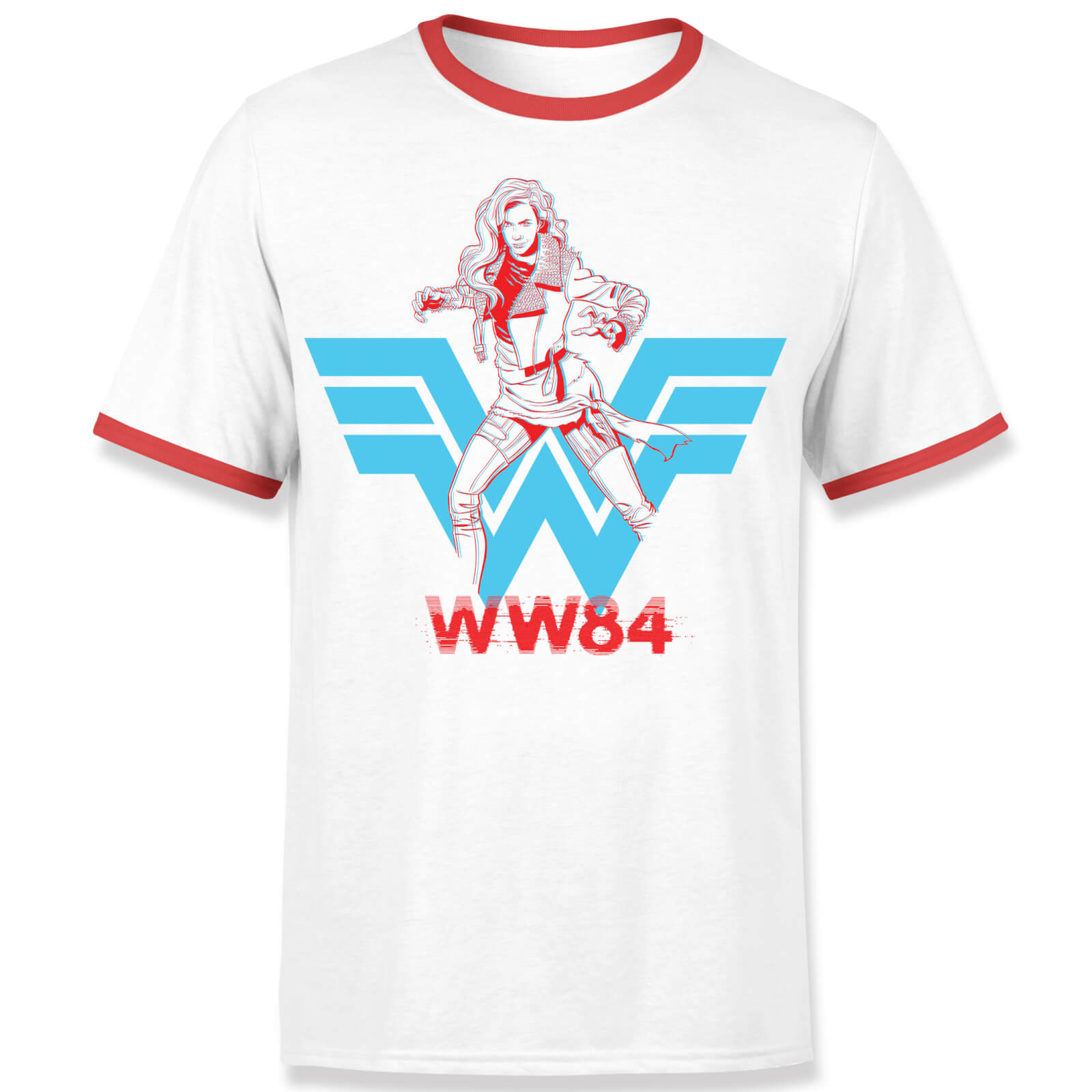 Wonder Woman Barbara Unisexe Ringer T-shirt - Blanc / Red - S - Blanc
