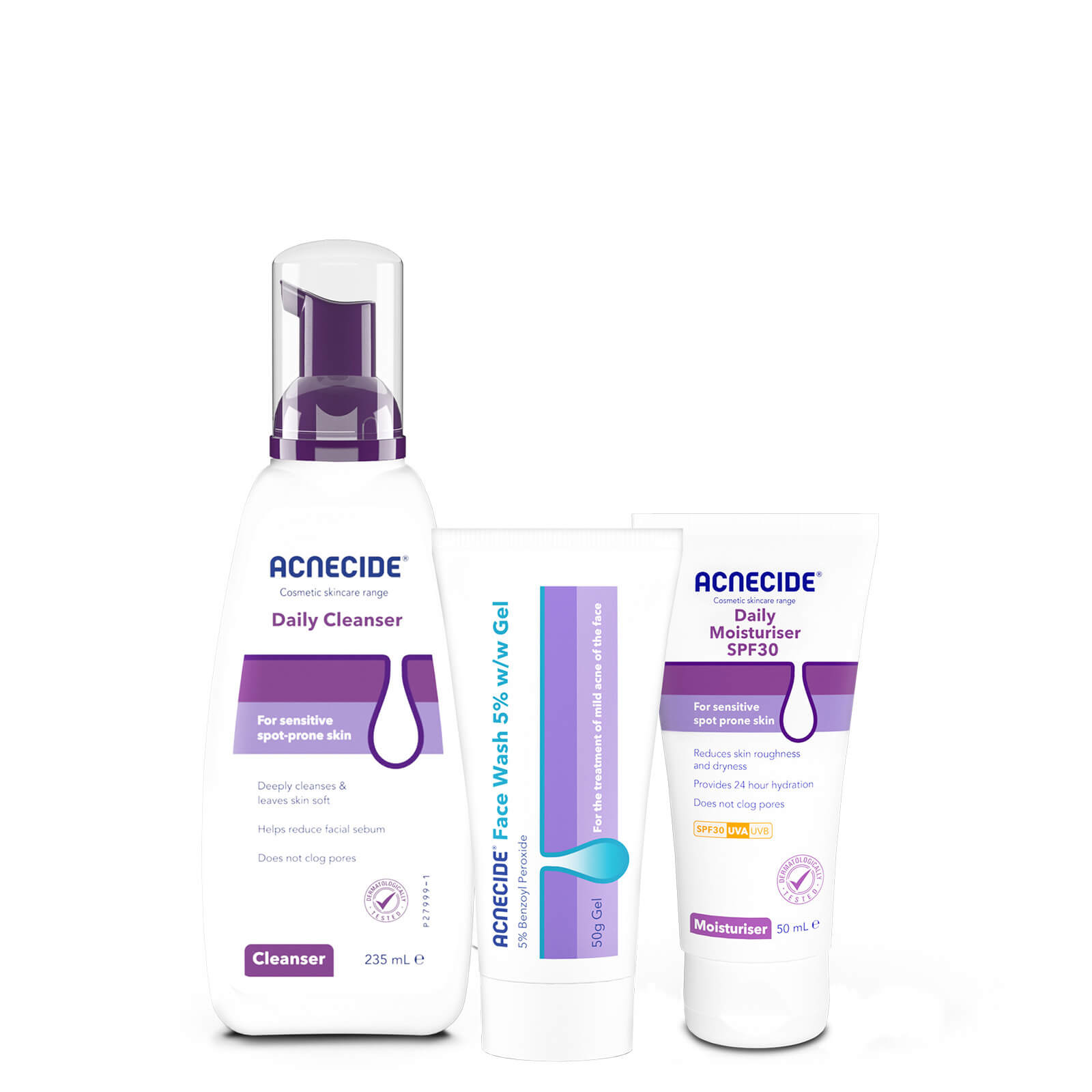 The Double Cleanse kit - Complete Daily Skincare Set with Acnecide Wash-off Facial Acne Treatment
