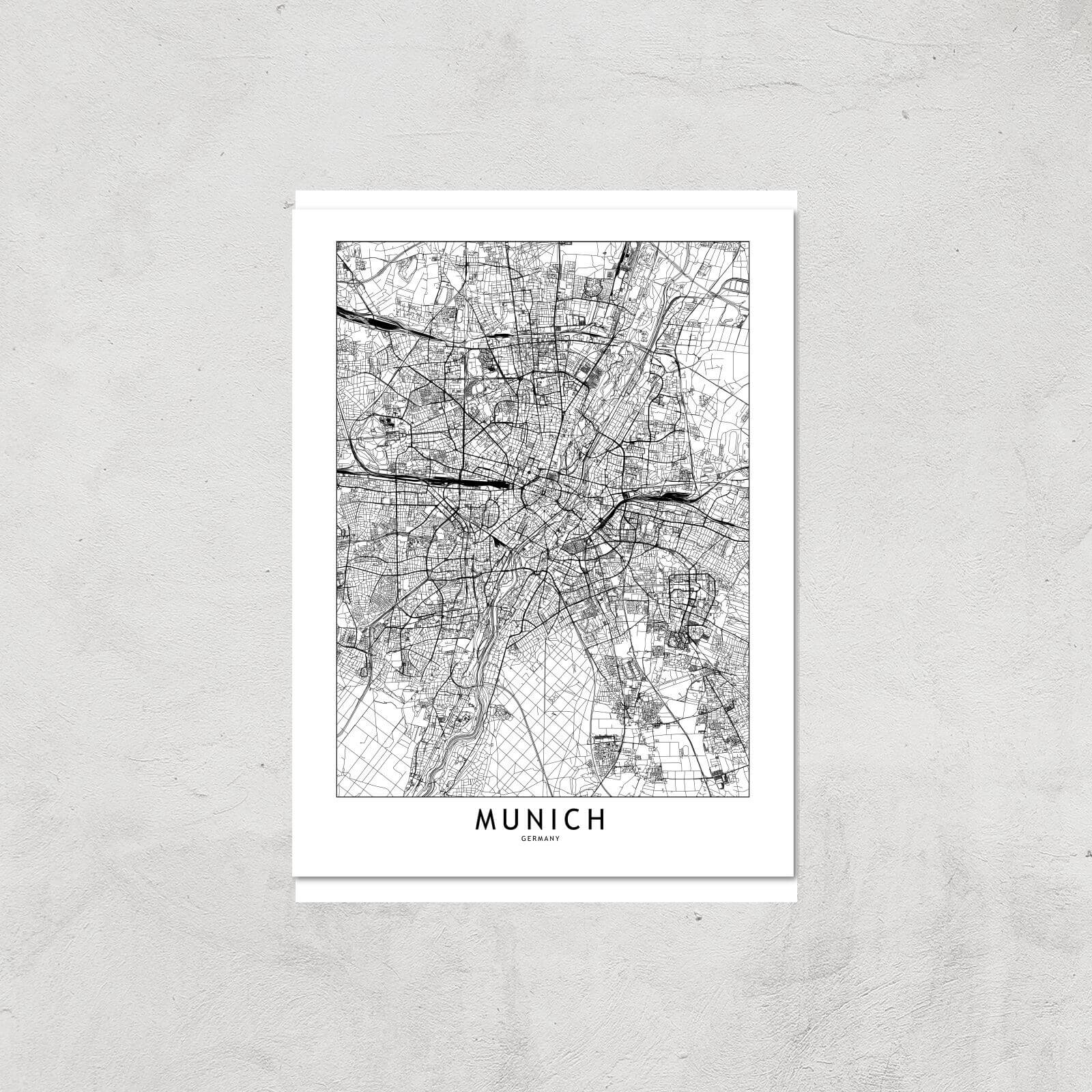 Munich City Map Giclee Art Print - A3 - Print Only