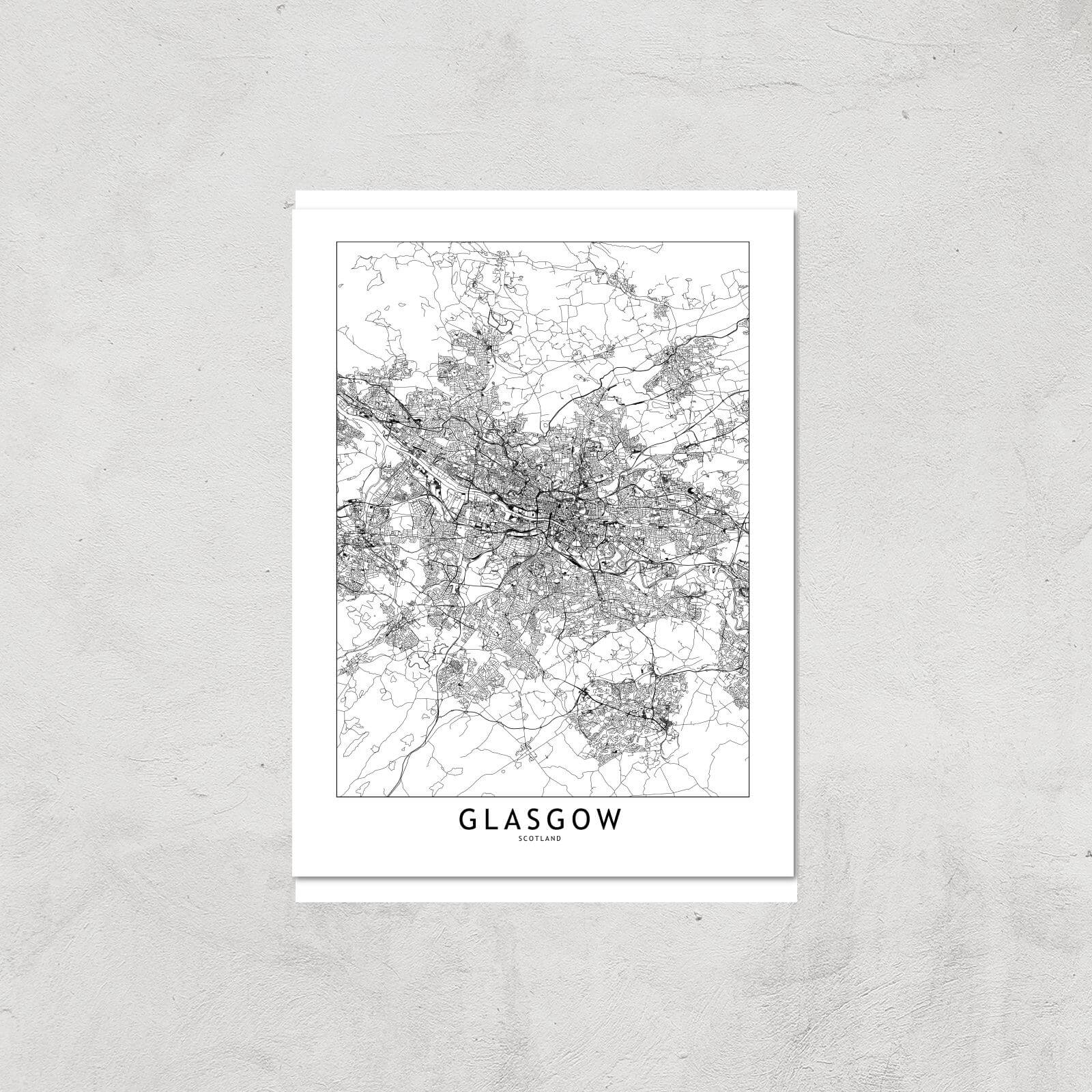 Glasgow City Map Giclee Art Print - A4 - Print Only