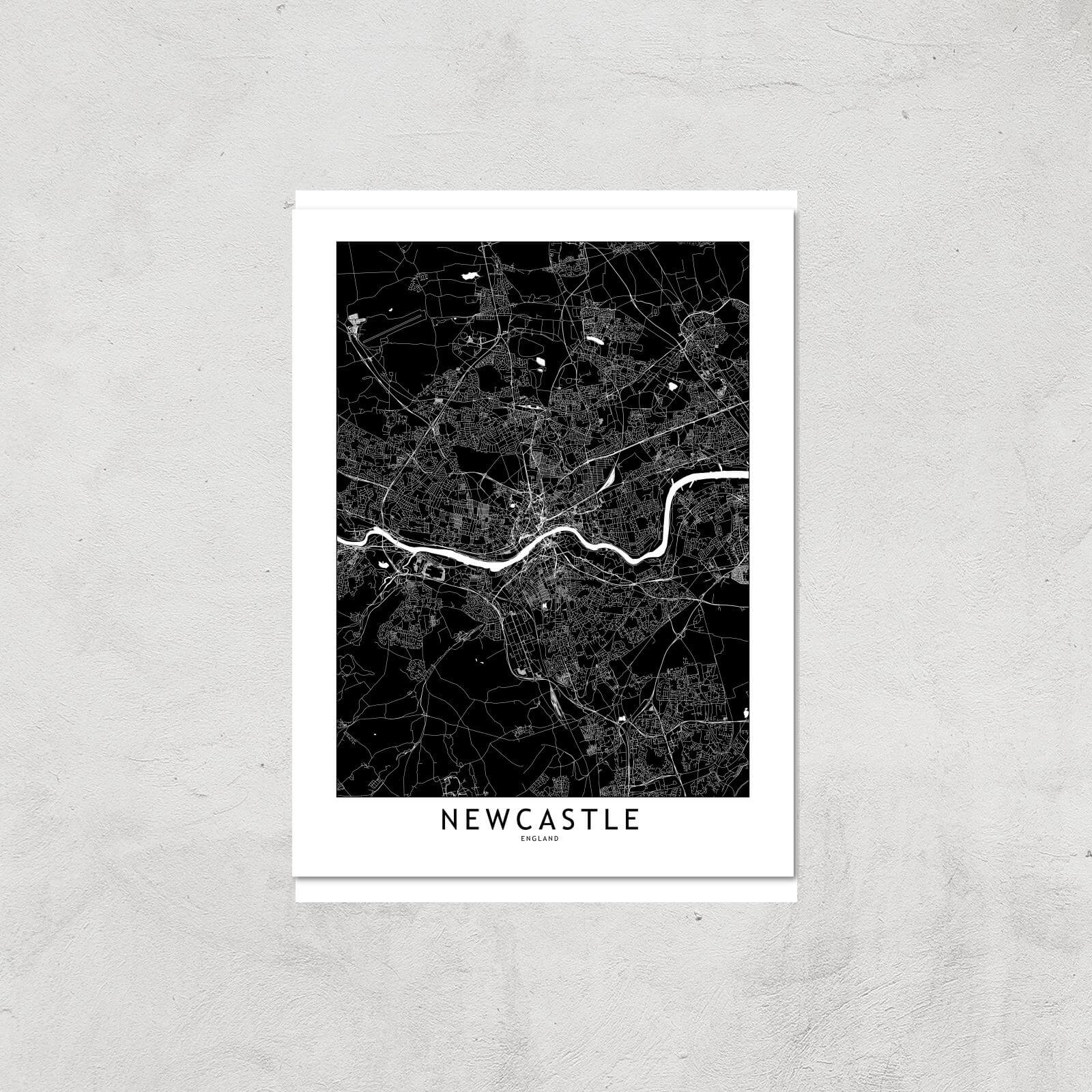 Negative Newcastle City Map Giclee Art Print - A4 - Print Only