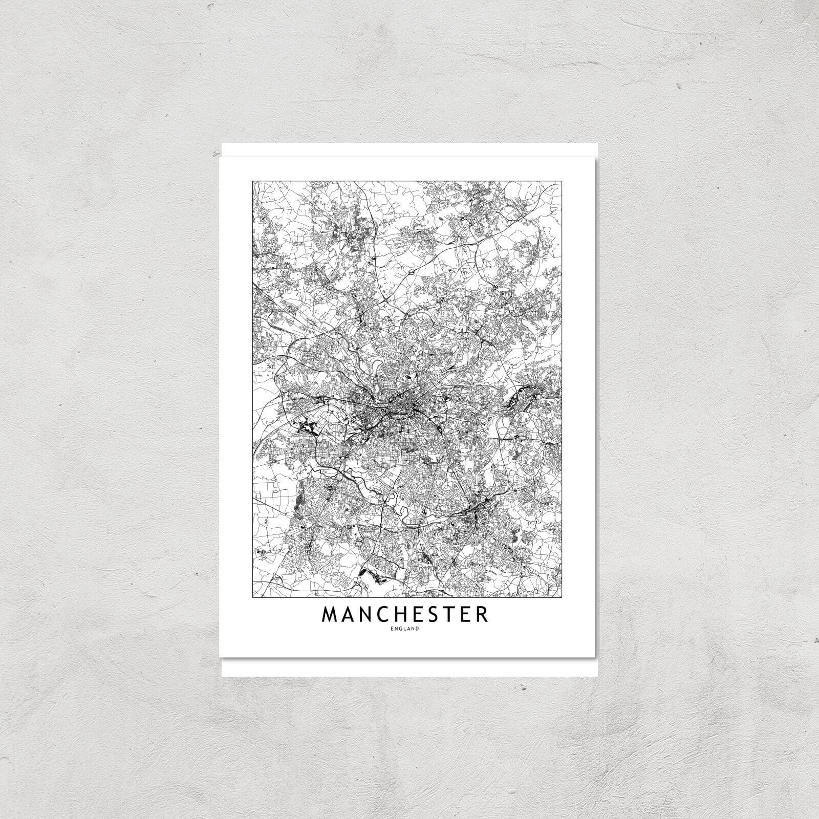 Manchester City Map Giclee Art Print - A4 - Print Only