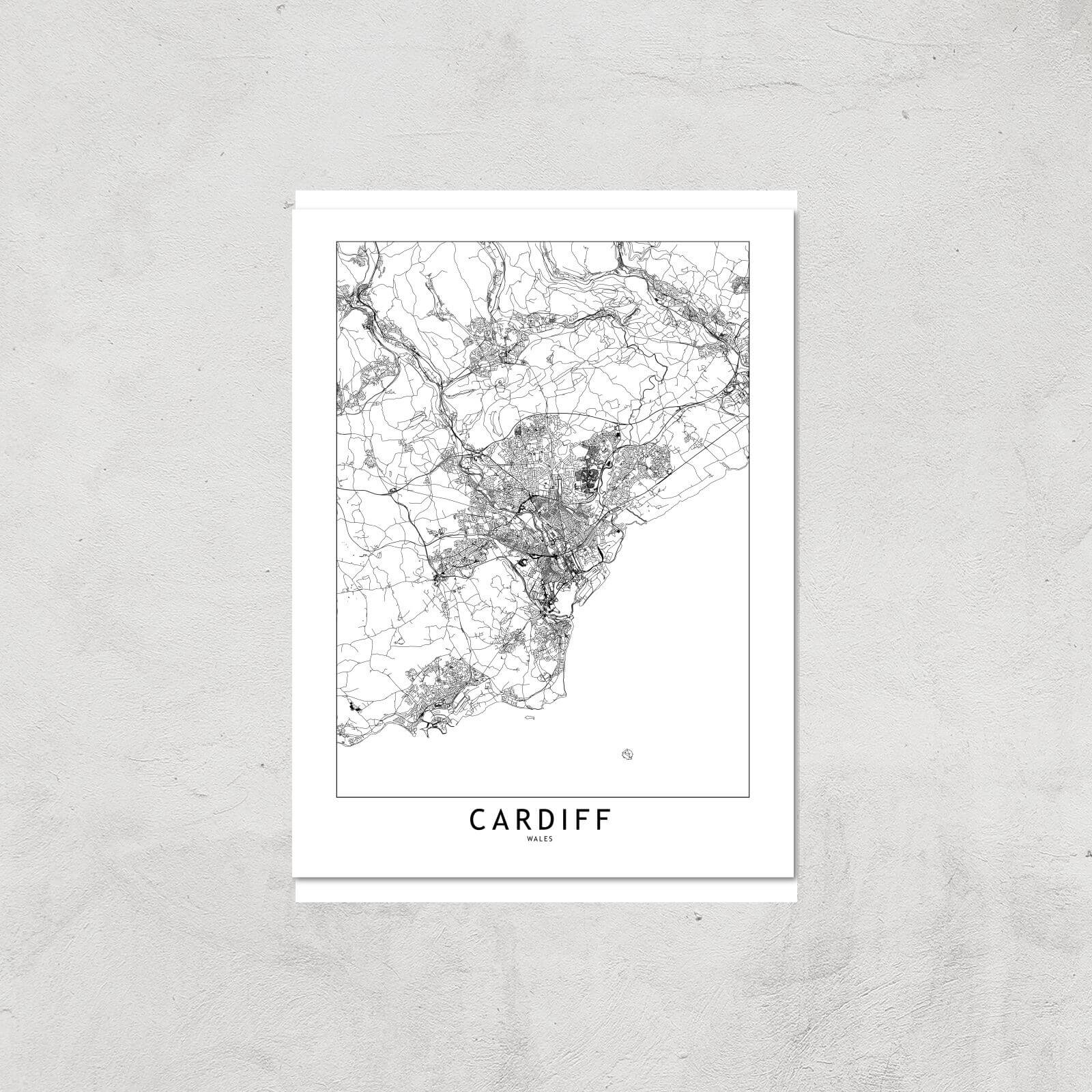 Cardiff City Map Giclee Art Print - A2 - Print Only
