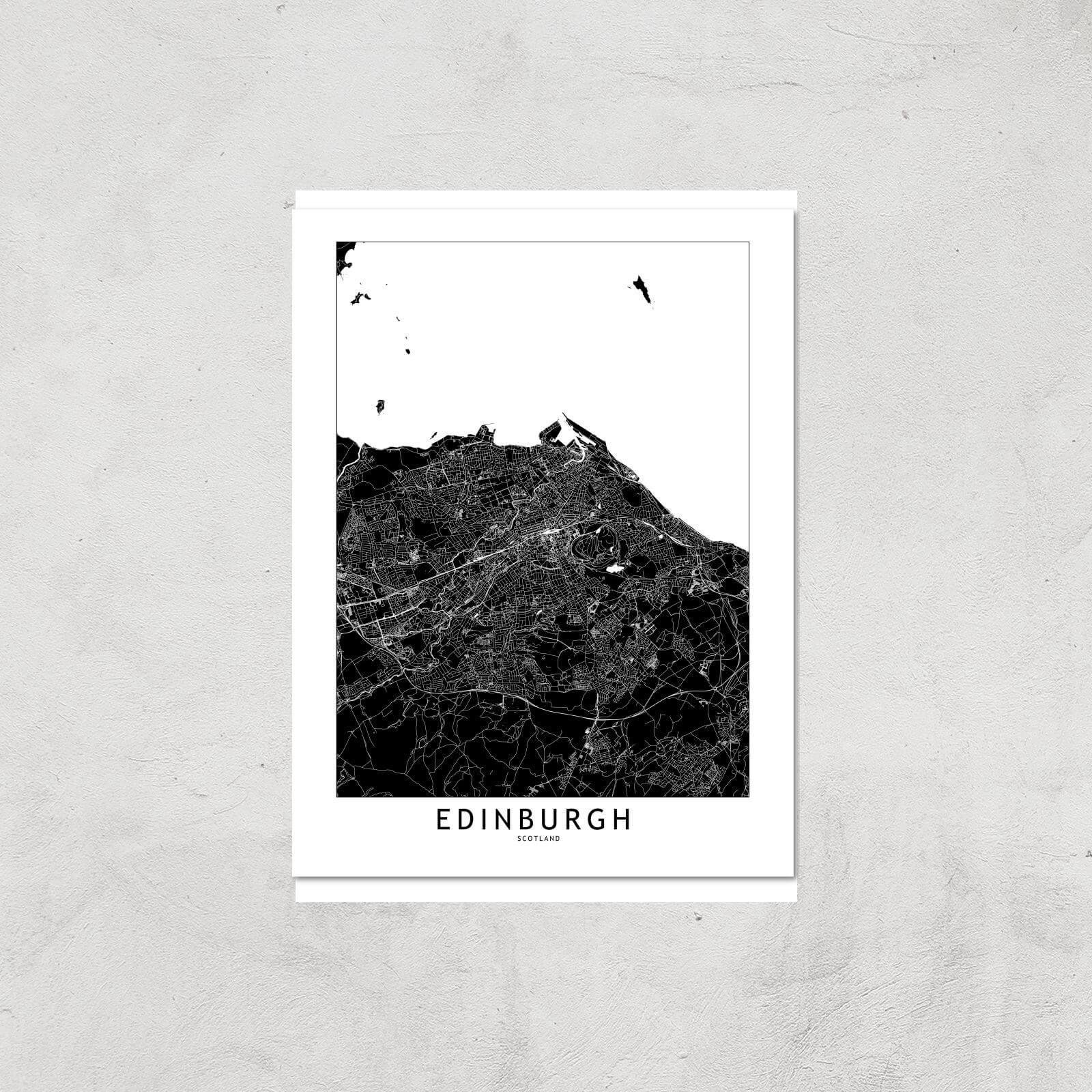 Negative Edinburgh City Map Giclee Art Print - A3 - Print Only