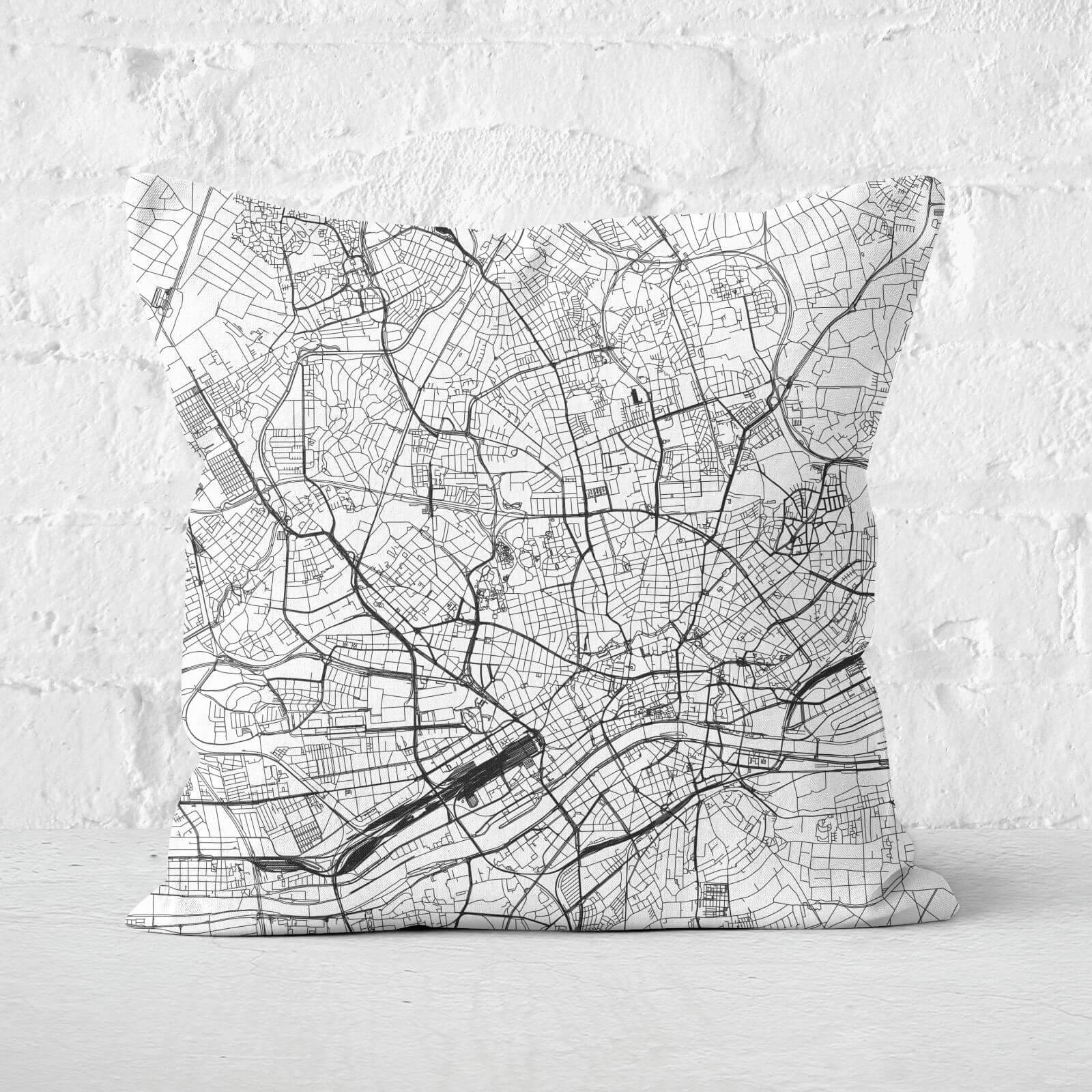 Frankfurt City Map Square Cushion - 60x60cm - Soft Touch
