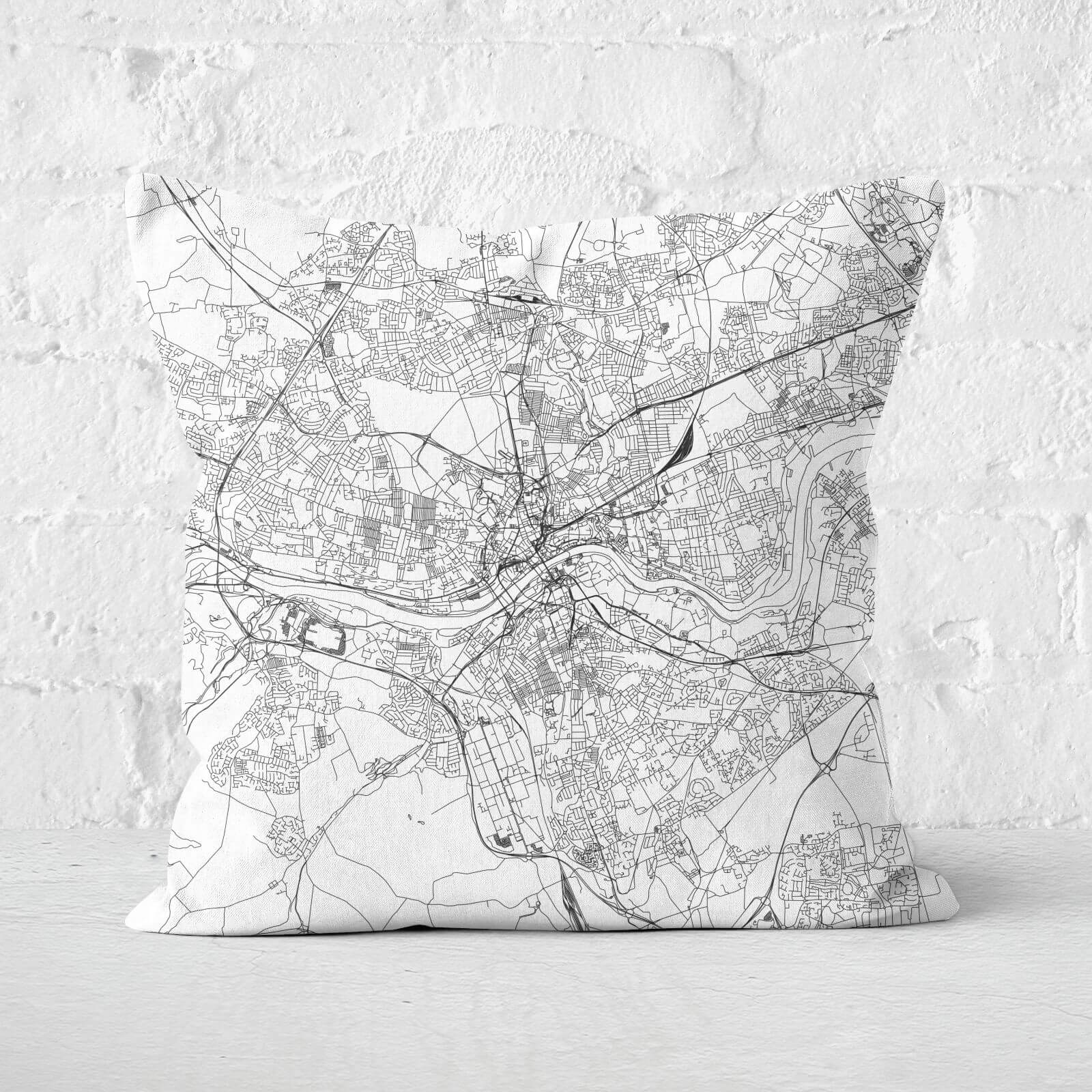 Newcastle City Map Square Cushion - 60x60cm - Soft Touch