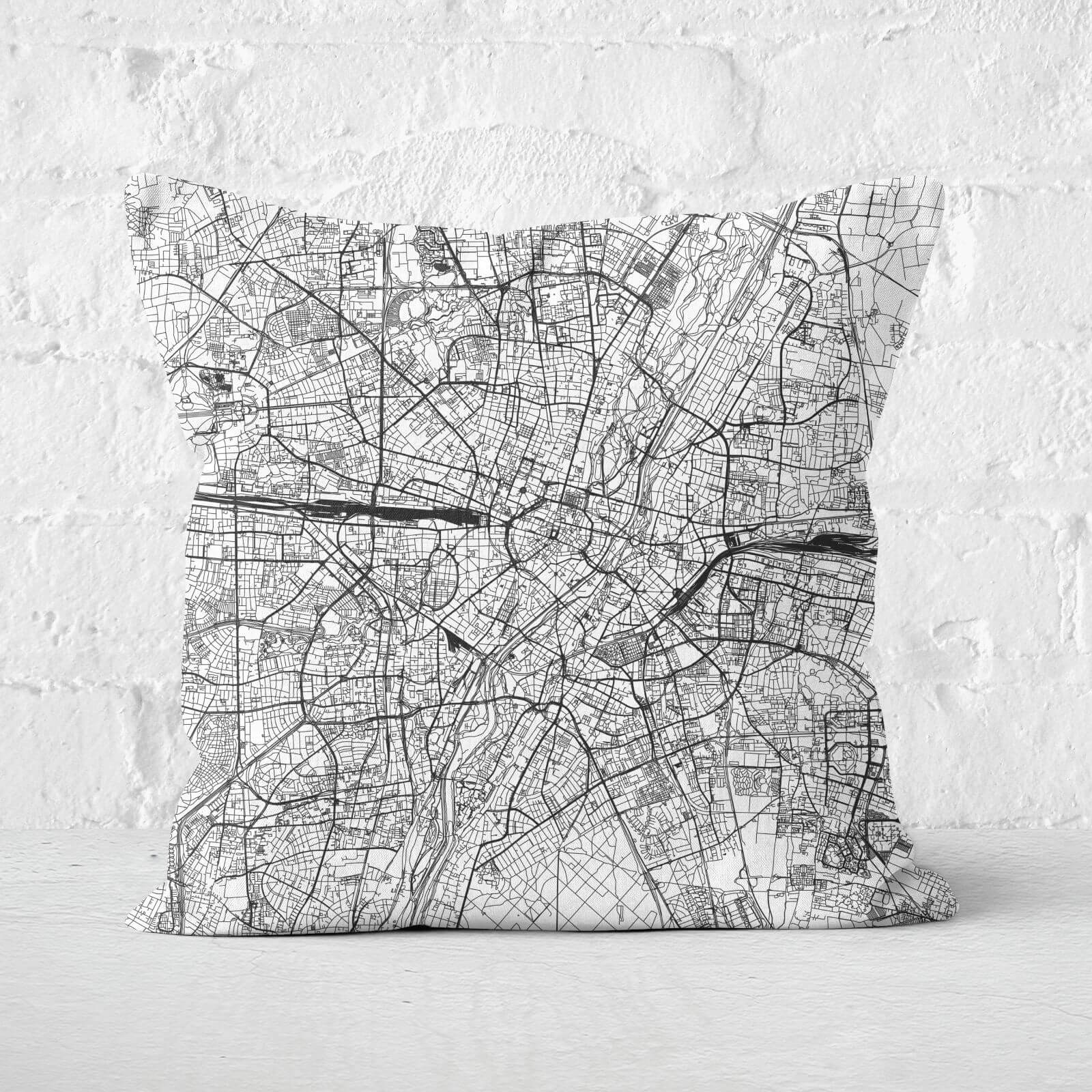 Munich City Map Square Cushion - 60x60cm - Soft Touch