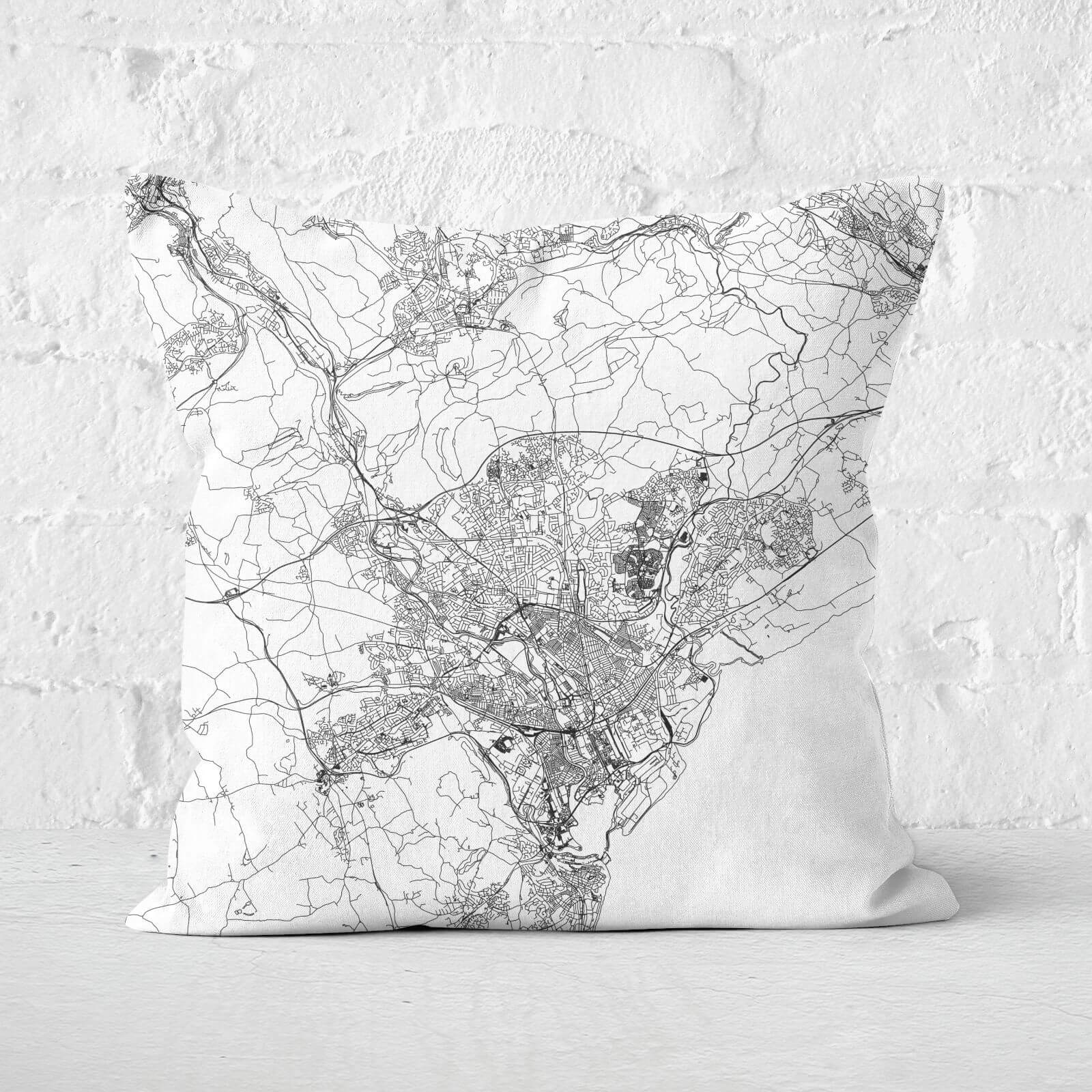 Cardiff City Map Square Cushion - 60x60cm - Soft Touch