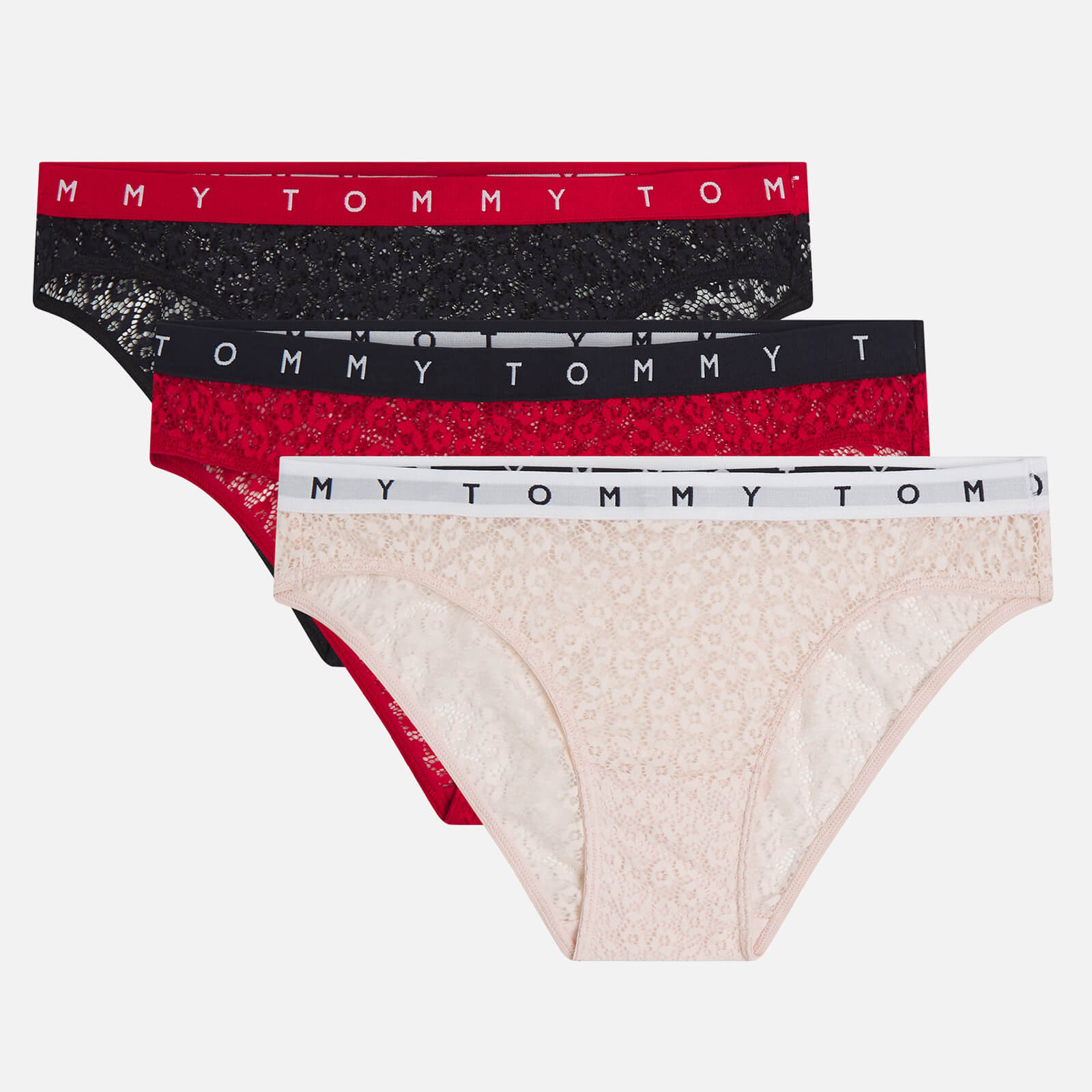 Tommy Hilfiger Women's 3-Pk Bikini - Desert Sky/Primary Red/Pale Pink - XS
