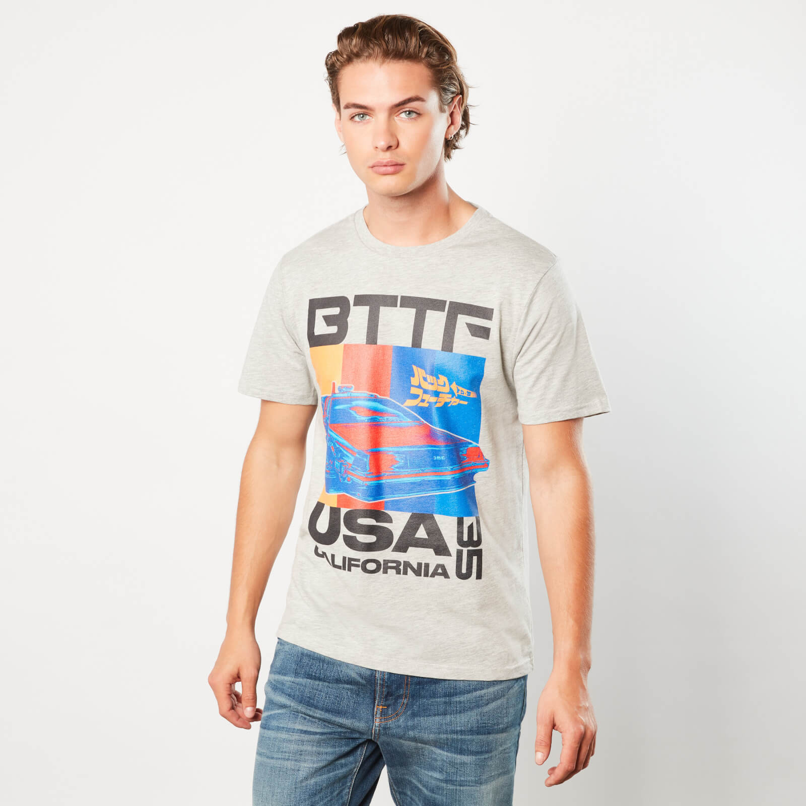 Retour vers le Futur USA Stripes Unisexe T-Shirt - Gris - L - Gris