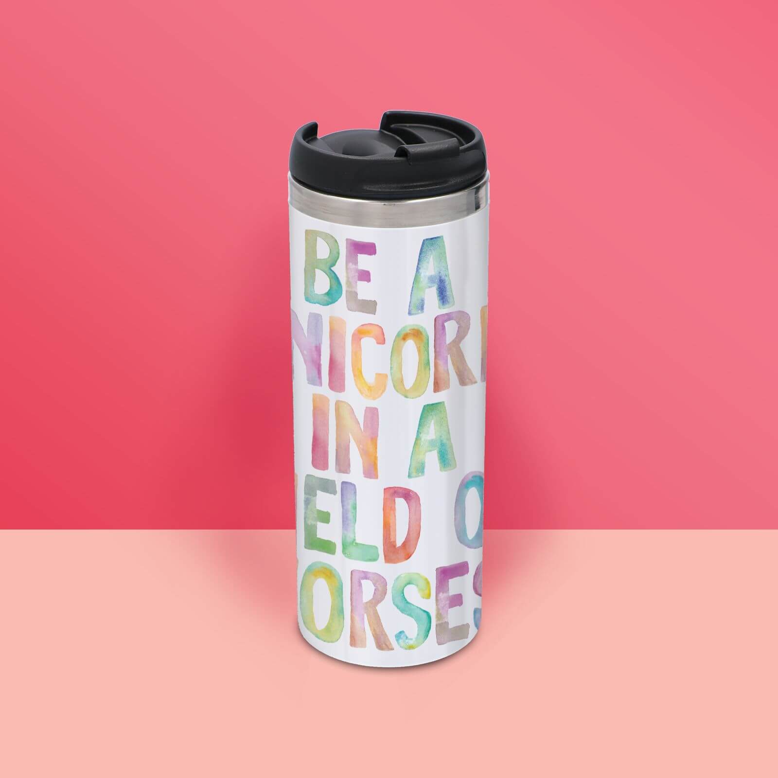 The Motivated Type Be A Unicorn In A Field Of Horses Thermo Travel Mug