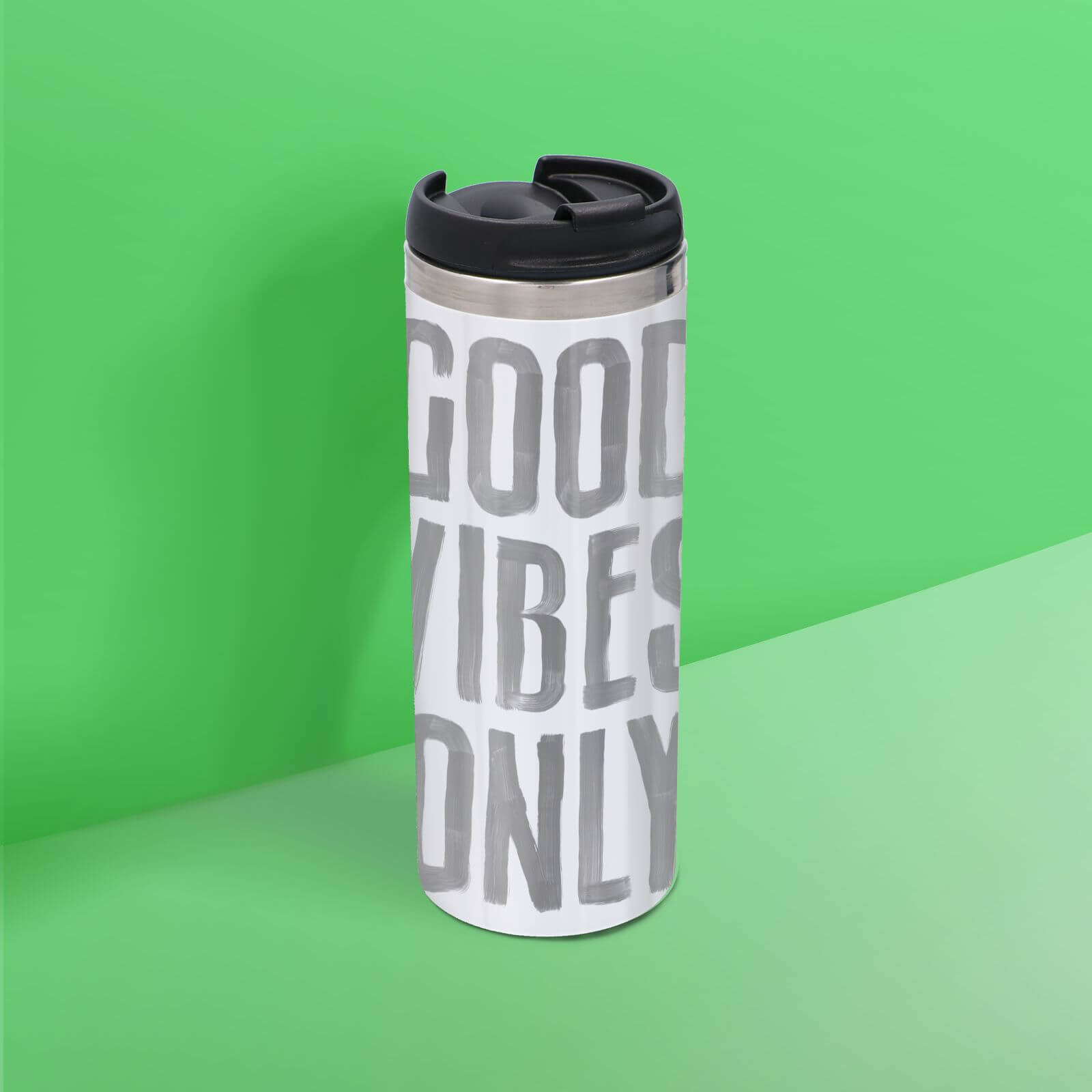 The Motivated Type Good Vibes Only Slanted Thermo Travel Mug