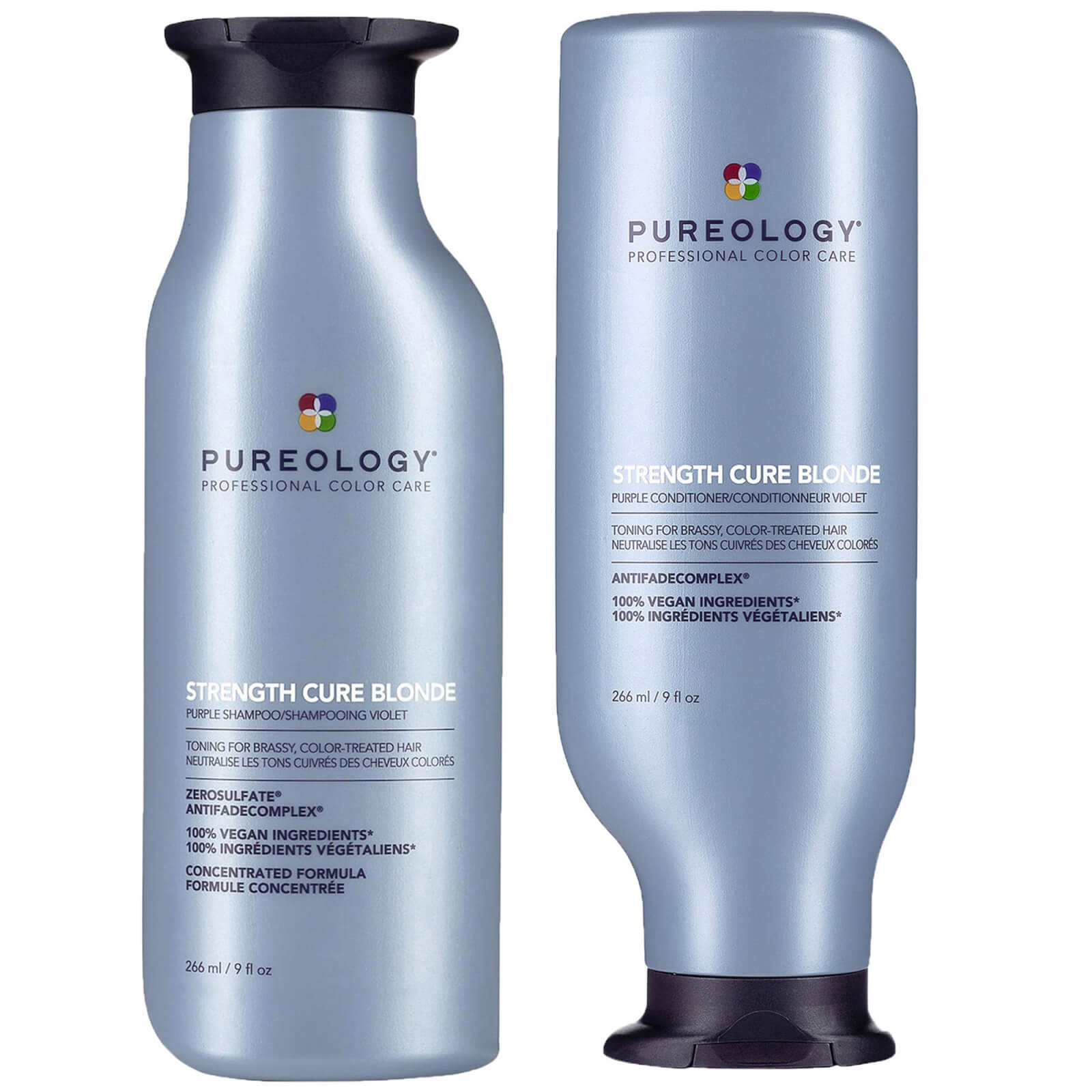 Image of Pureology Strength Cure Blonde Shampoo and Conditioner Strengthening Bundle for Damaged, Blonde Hair with Vegan Formulas